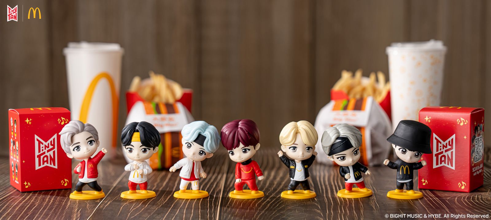 購買任一個麥當勞超值全餐,加價129元即可獲得一個「TinyTAN盲盒」。