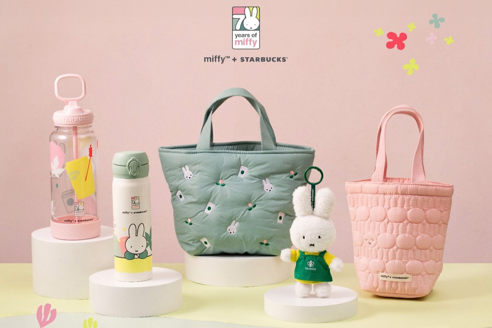 以精緻刺繡呈現miffy圖樣的清新綠包,融合簡約與可愛氛圍。