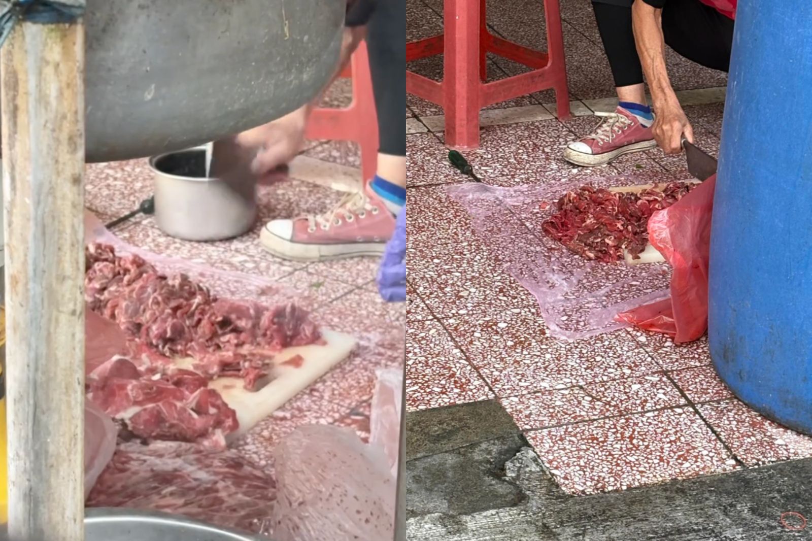 看了心驚驚!台南40年老牌羊肉店爆「在地上切肉」 業者急致歉:並非常態