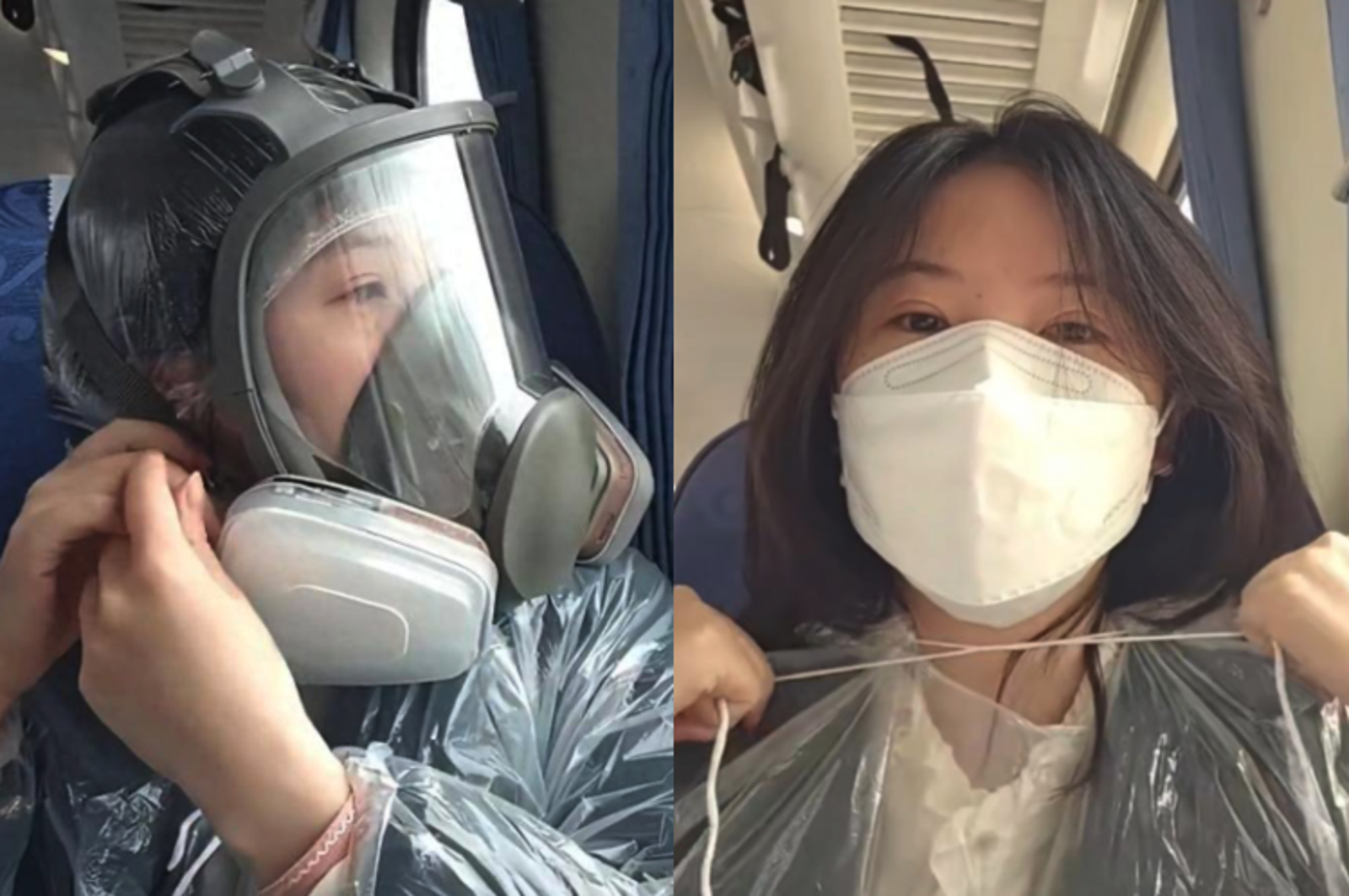 搭火車變生化危機?女子戴防毒面具、穿雨衣「全副武裝」抗二手菸引議