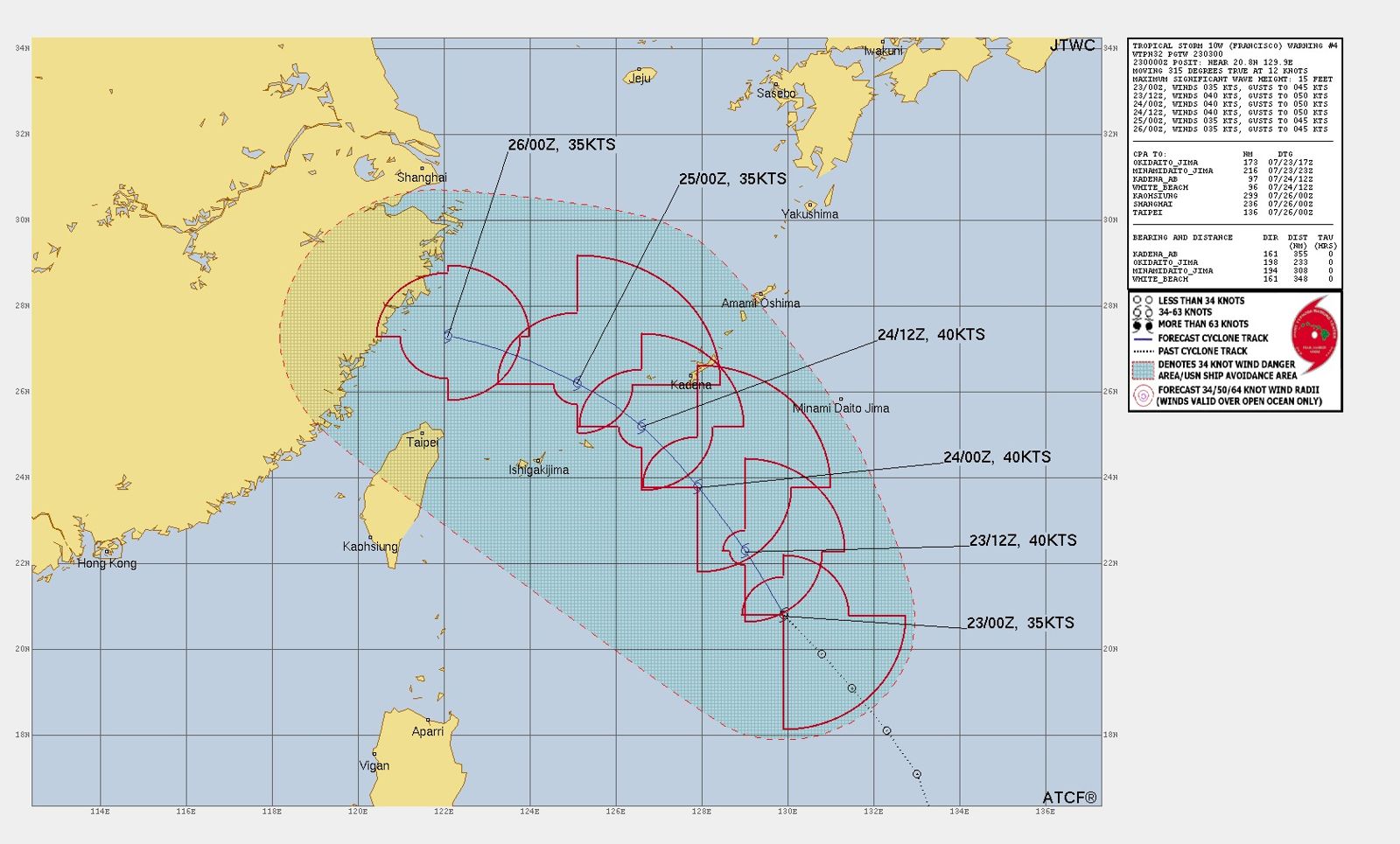美軍預測指出，范斯高會從沖繩與台灣中間通過。圖／美軍JOINT
