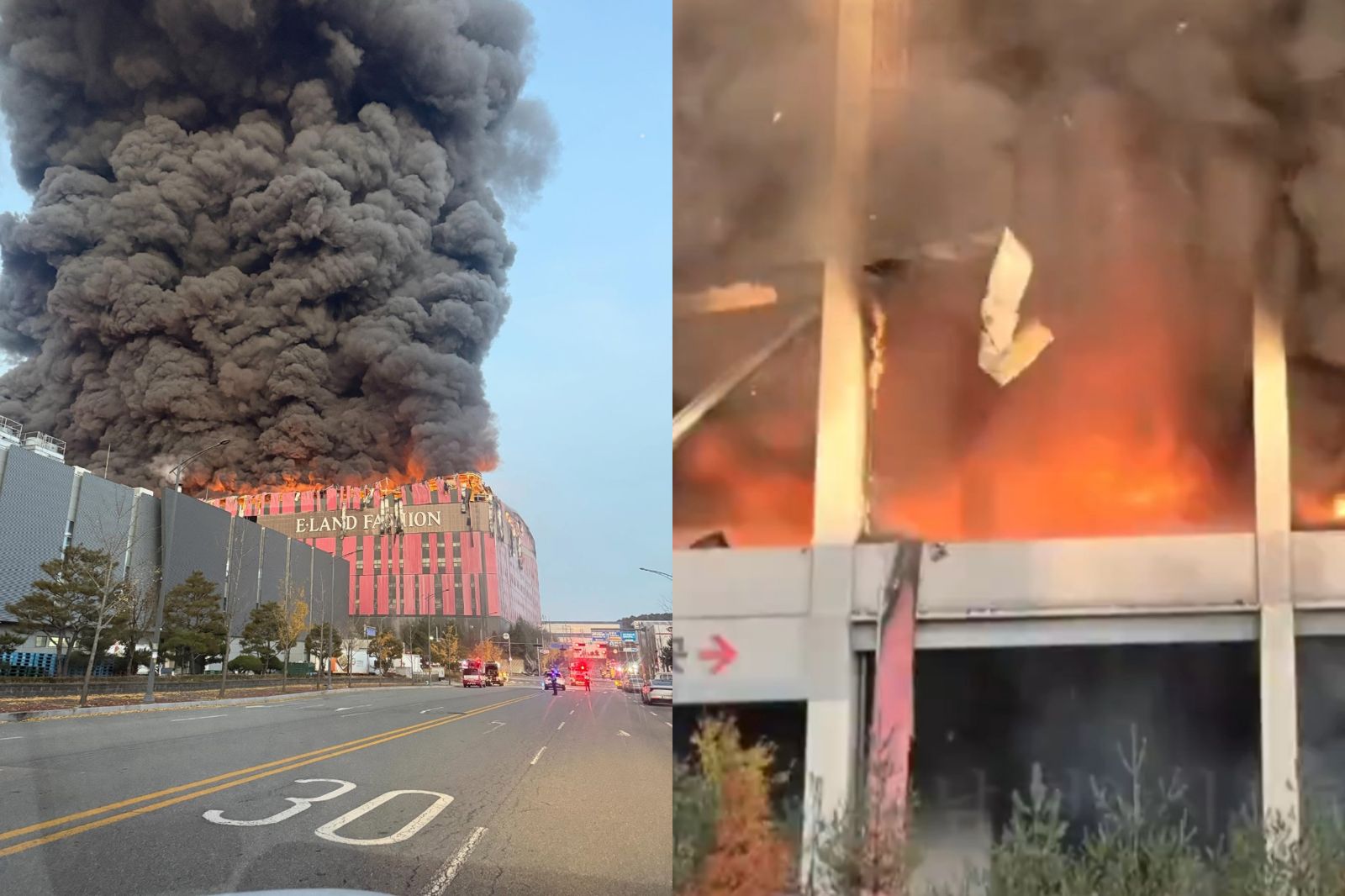 南韓物流中心大火…1100萬件衣物全燒光!曾是「亞洲規模最大」 坍塌畫面曝