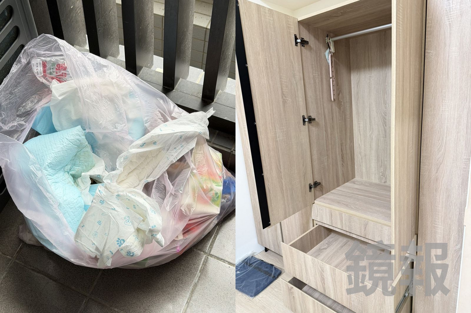 直播主小宇指控，警方翻箱倒櫃執行搜索，連垃圾袋也不放過。直播主小宇提供