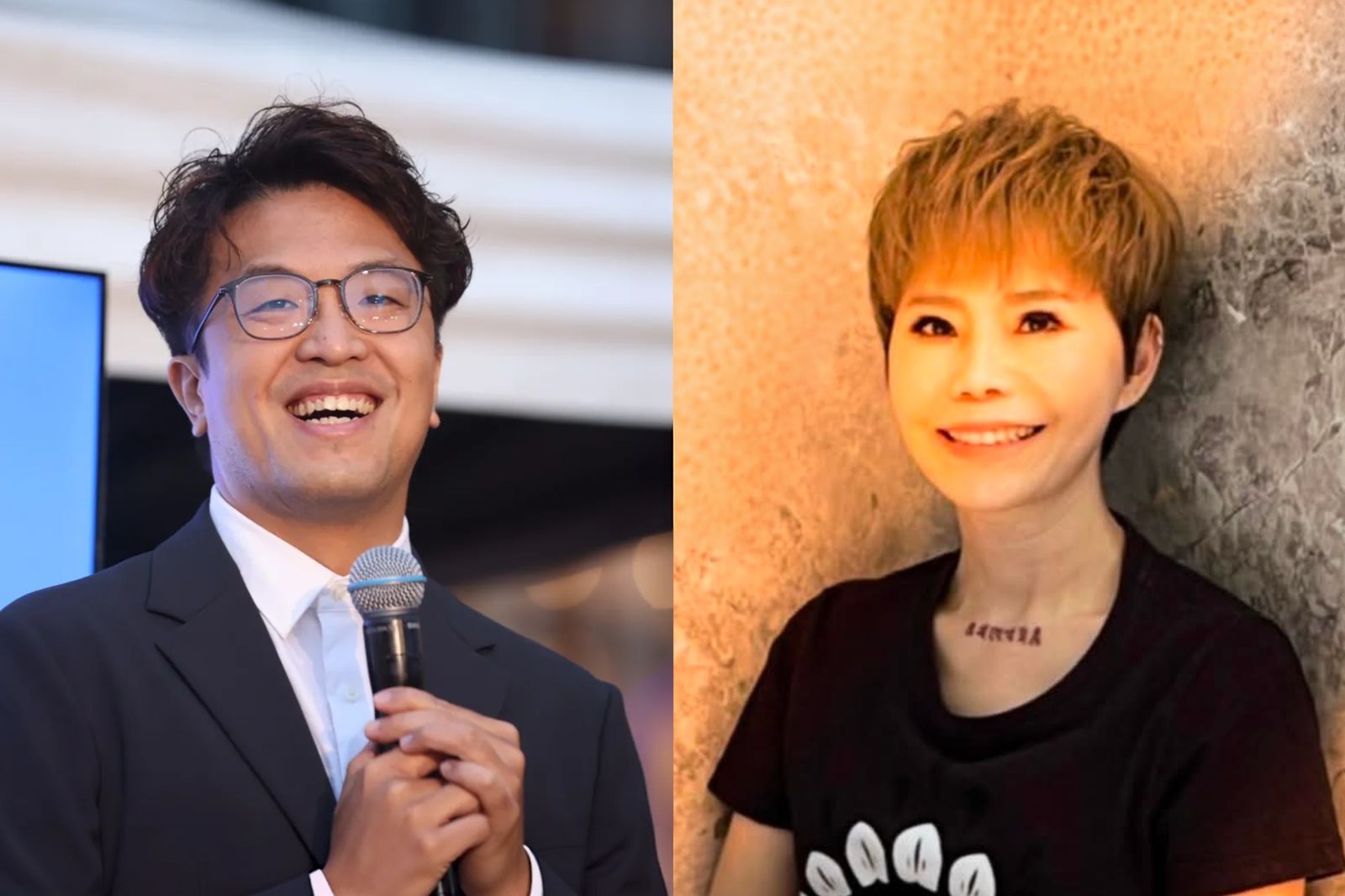 20261010詹雅雯(右)表態力挺沈伯洋(左)。圖/右翻攝詹雅雯 Y.W臉書、左攝影劉耀勻