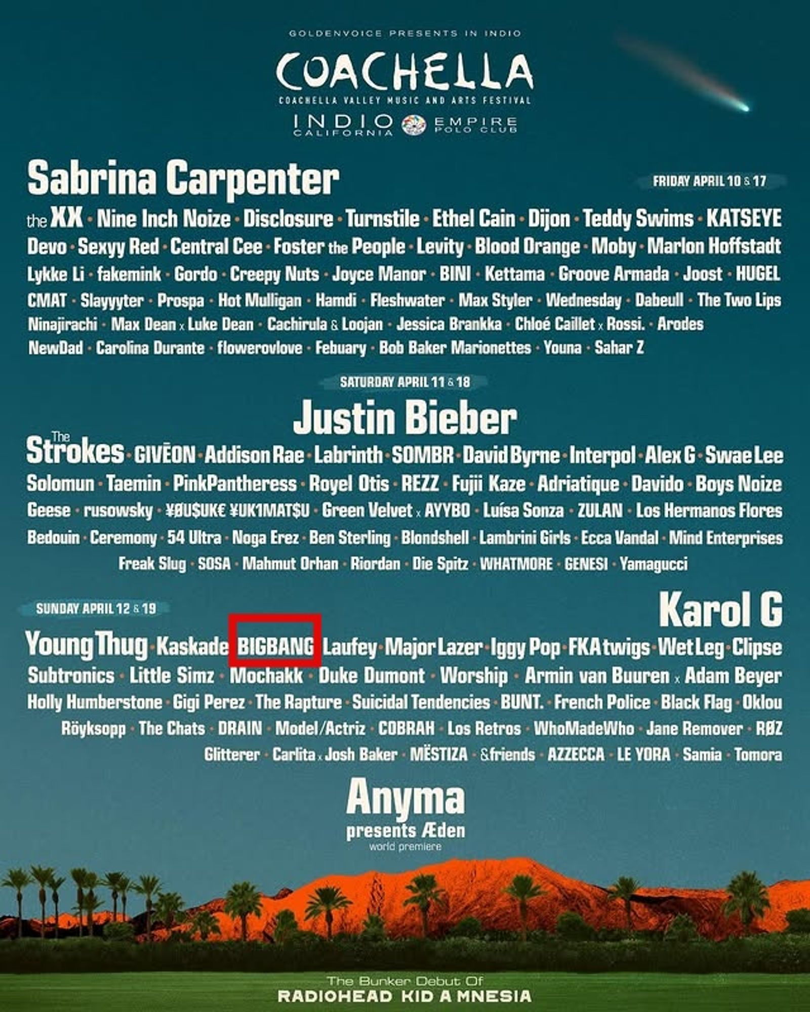 BIGBANG確定出席2026 Coachella音樂節。翻攝IG@coachella
