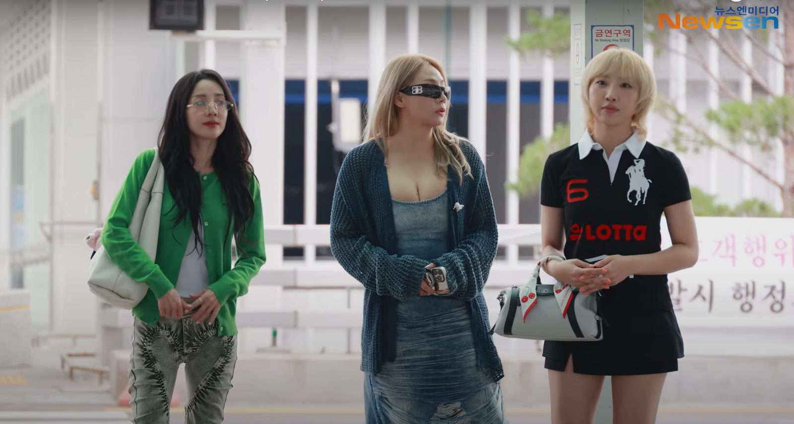 2NE1成員Dara（左起）、CL、MINZY明晚將在台中演出，今搭機來台。翻攝YT@newsenTV