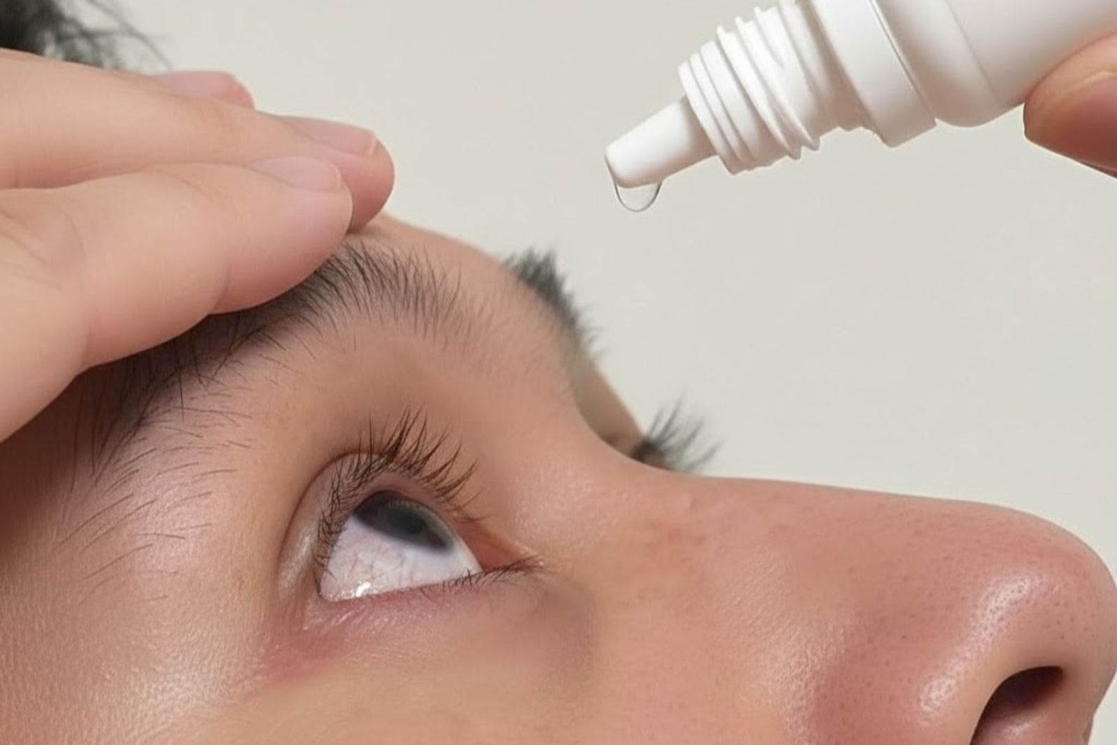 眼藥水點在下眼瞼處，能避免眨眼反應，流失藥效，還能減少刺激成分引起的灼熱不適感。（Gemini生成示意圖）