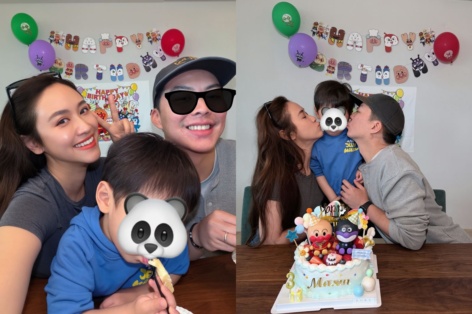 吳姍儒自嘲被「麵包超人」佔領！與老公罕見同框深吻3歲帥兒慶生