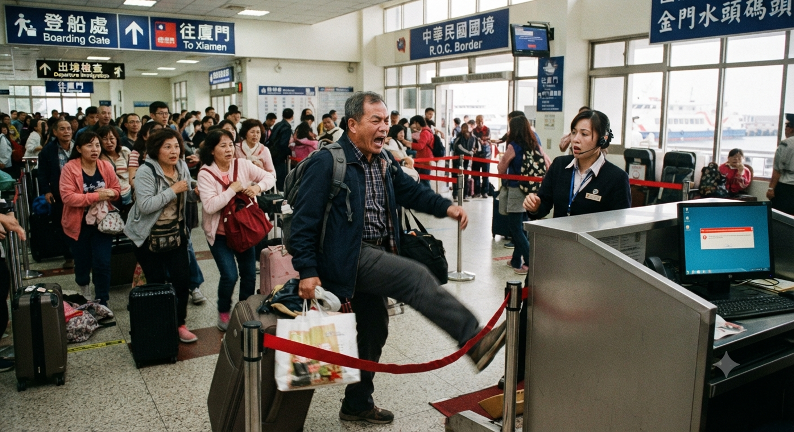 金門水客化身「國門霸凌者」狂踹紅龍柱 煽動旅客拒通關 檢方怒了:建請重判