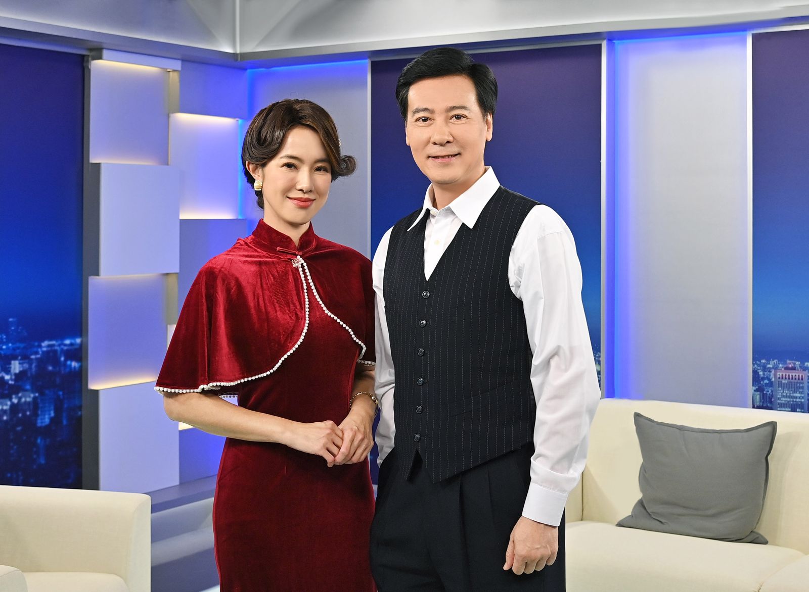 黃瑄（左）、尹昭德（右）再次飾演夫妻，暢談角色甘苦。台視提供