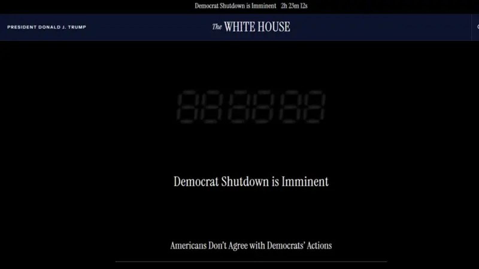 白宮官網故意放出倒數鐘。圖／白宮官網