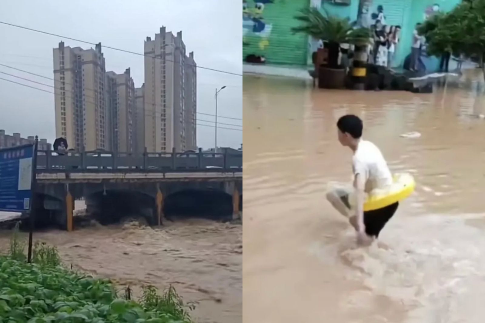 升學考試遇暴雨！國中生竟變「孤泳者」赴考　套泳圈涉水畫面曝