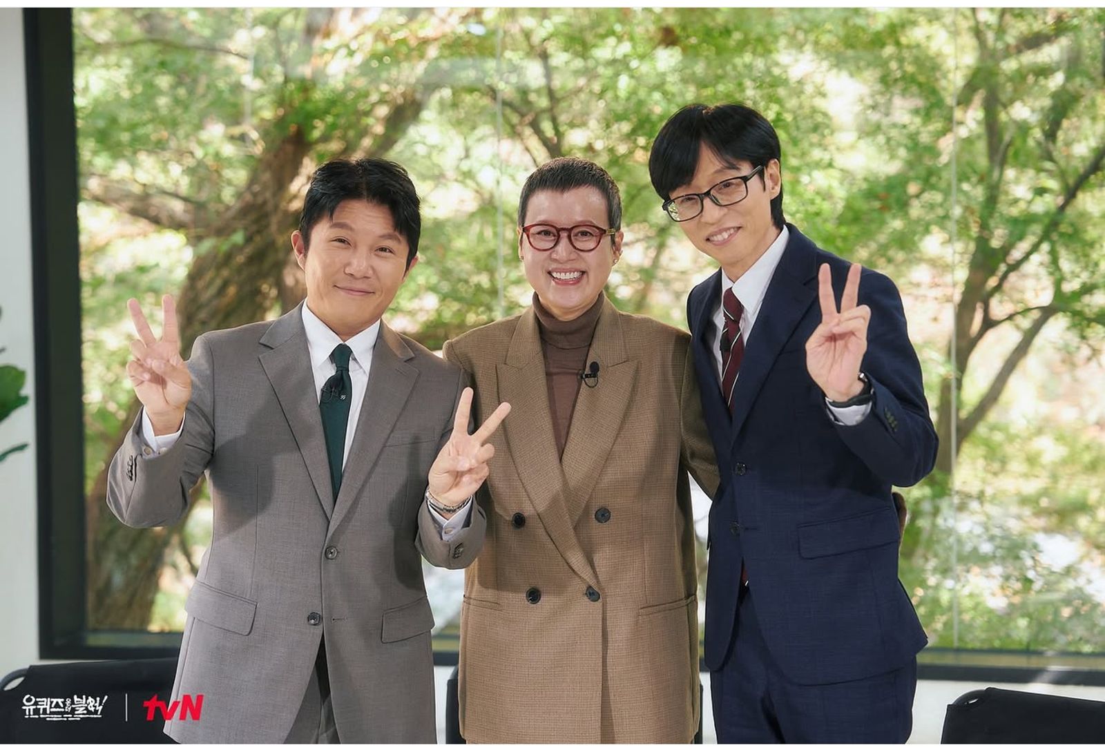 朴美善（中）上劉在錫（右）主持的節目分享抗癌心路歷程。翻攝IG@youquizontheblock