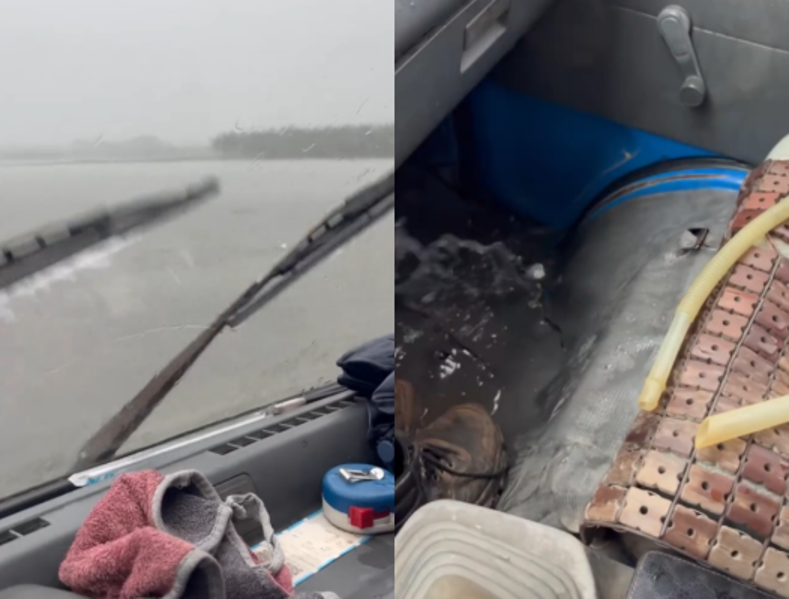 民眾車輛內冒出小溫泉。圖／翻攝自Threads@yi_shiu_lu