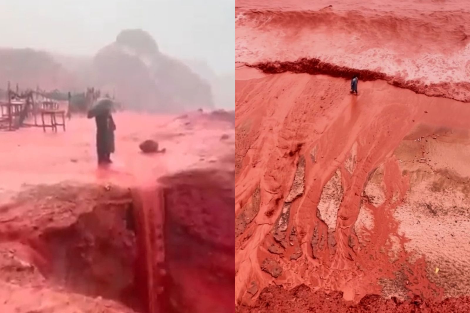 世界末日降臨？天降「血雨」海水染成鮮紅色　驚悚畫面曝光