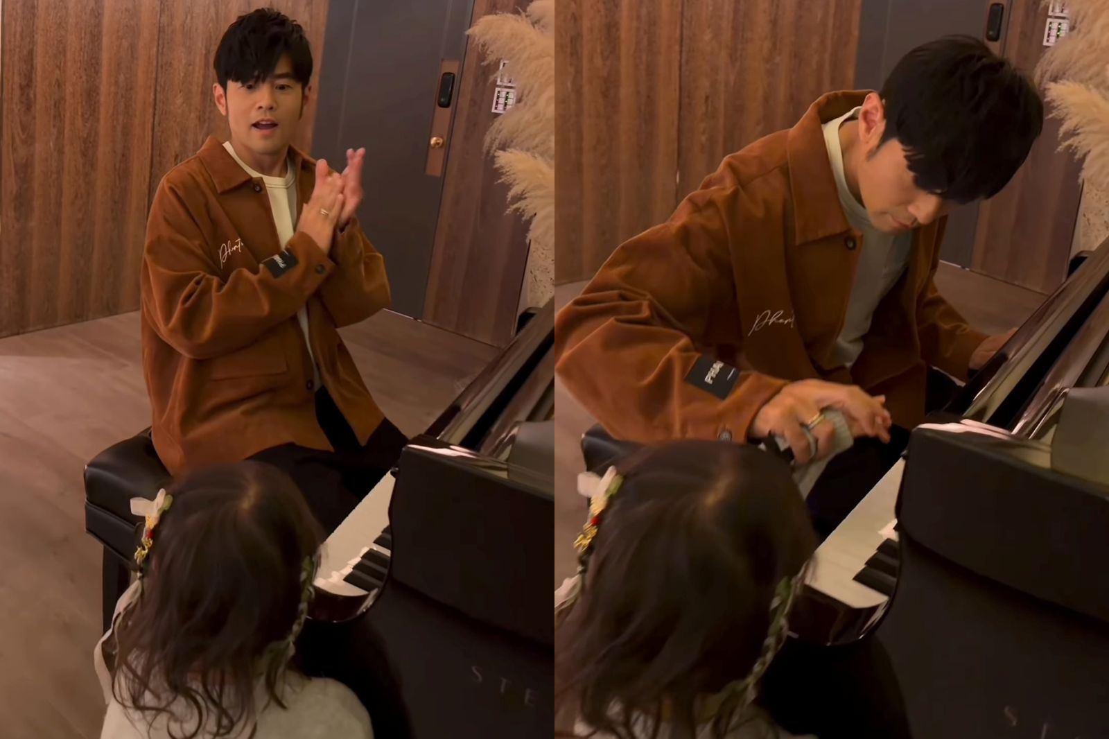 周杰倫曾與愛女Jacinda彈鋼琴互動，周杰倫拉著女兒的手碰了琴鍵還鼓掌，互動暖翻粉絲。翻攝IG＠jaychou