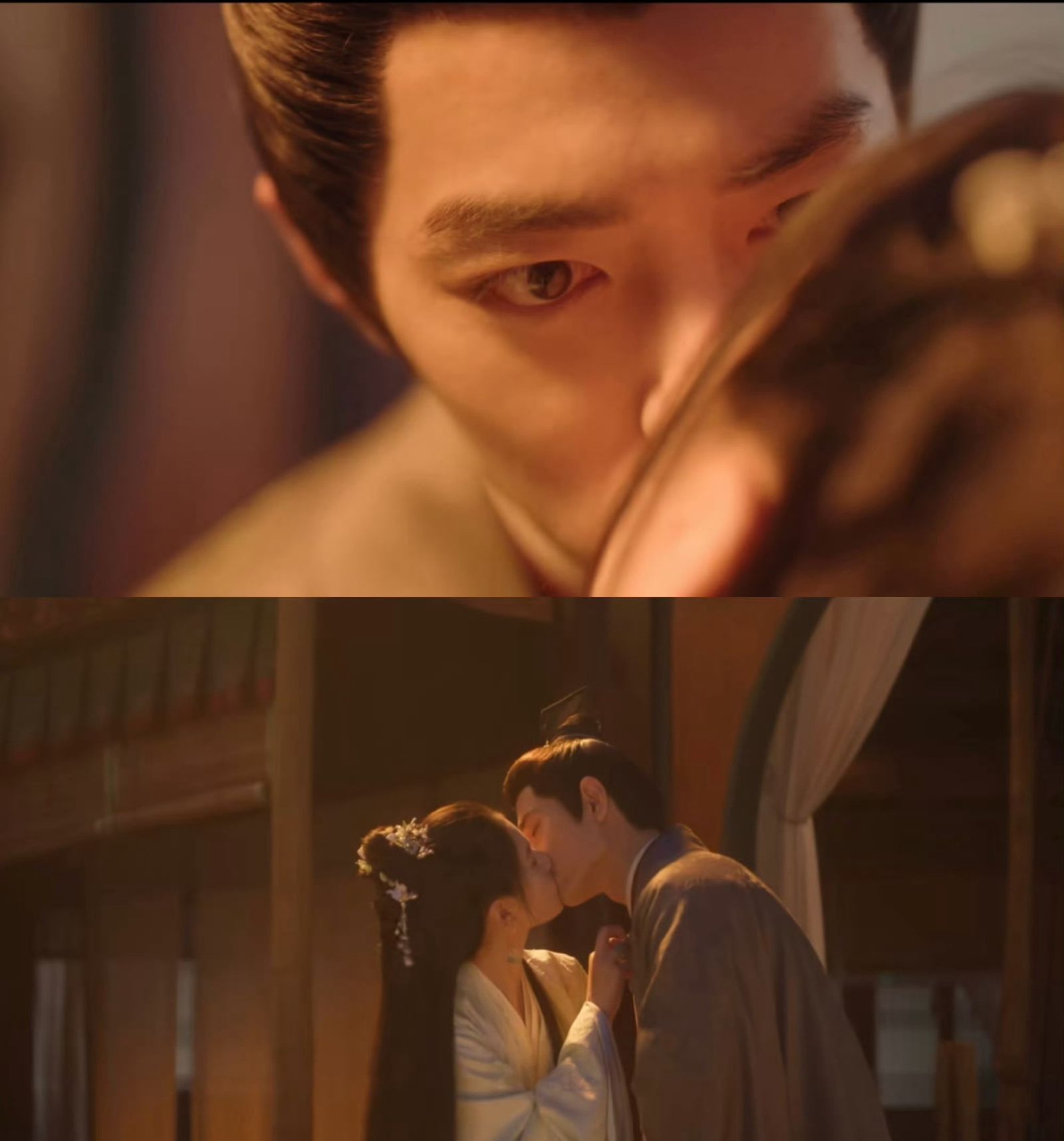 肖戰遭張婧儀拉衣領強吻確認關係。翻攝《藏海傳》微博