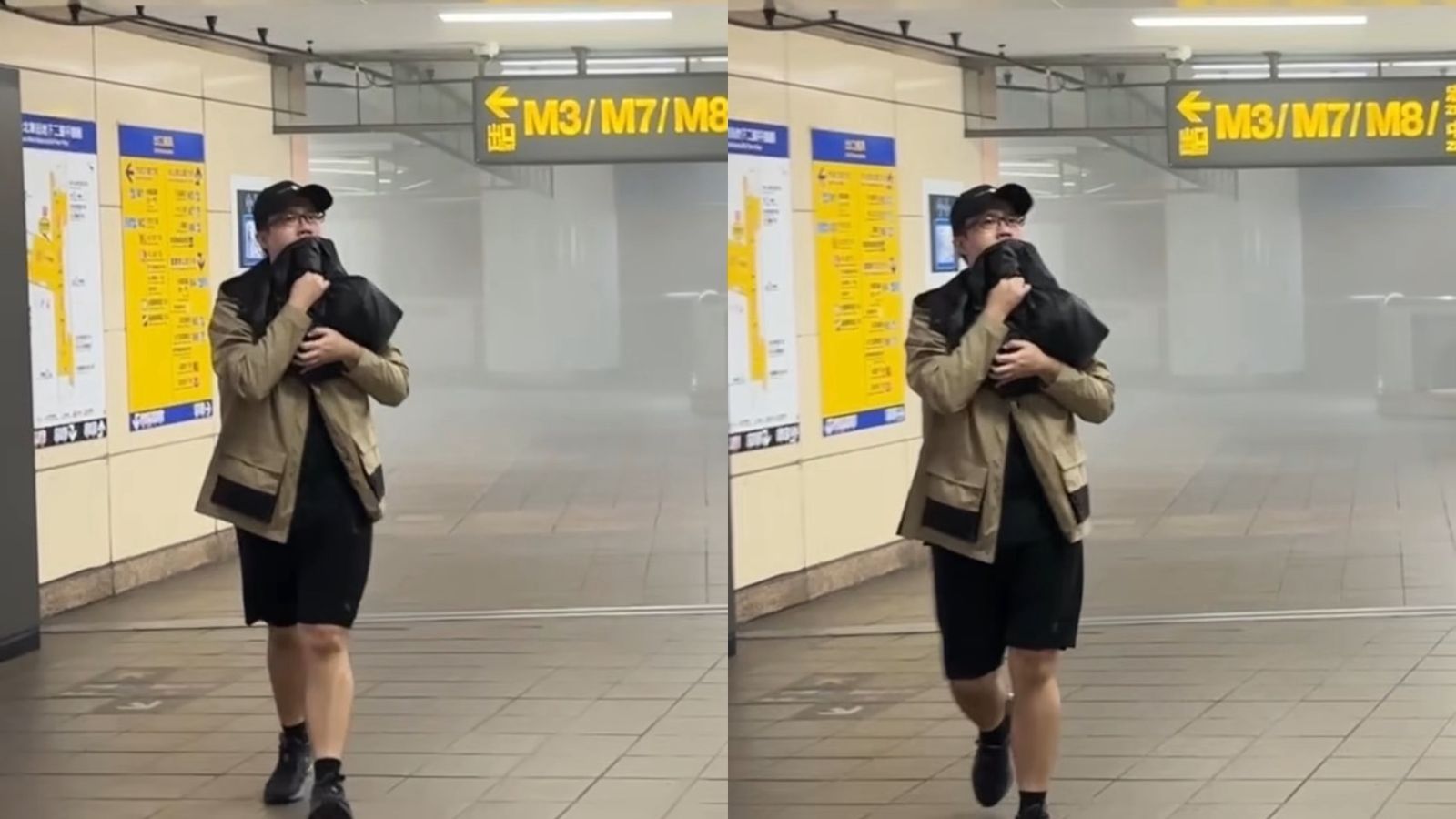 張文犯案5度換裝，在北車還假裝是驚慌路人。取自Threads