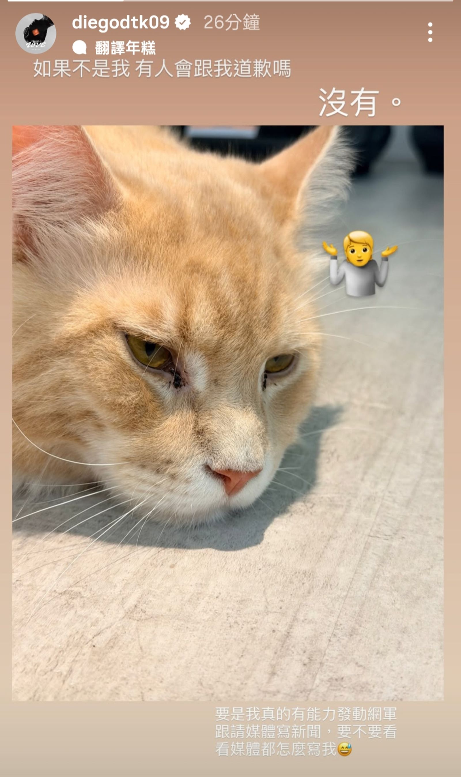 陳零九24日凌晨發文否認為「家寧公關危機」群組裡的一員。翻攝陳零九、張家寧IG