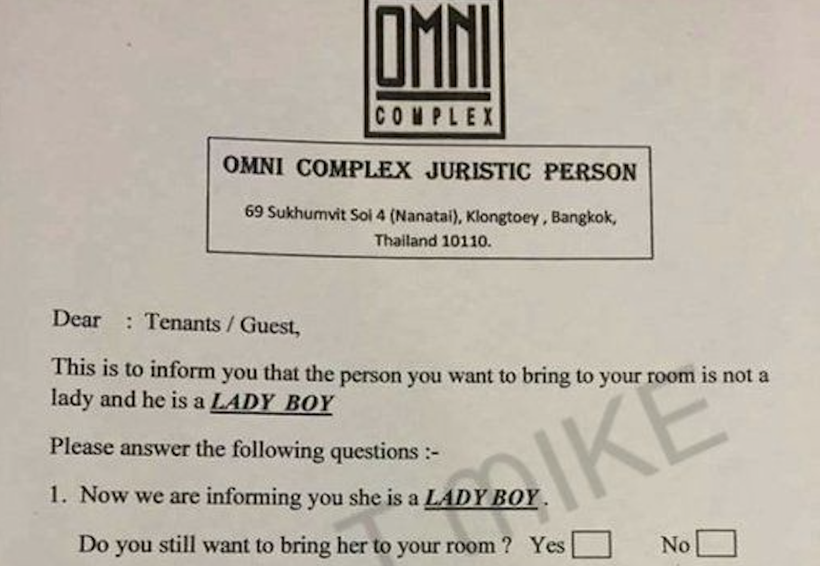 只收Lady Boy!泰國飯店「人妖申報表」瘋傳 前員工曝內幕:房間內很瘋狂