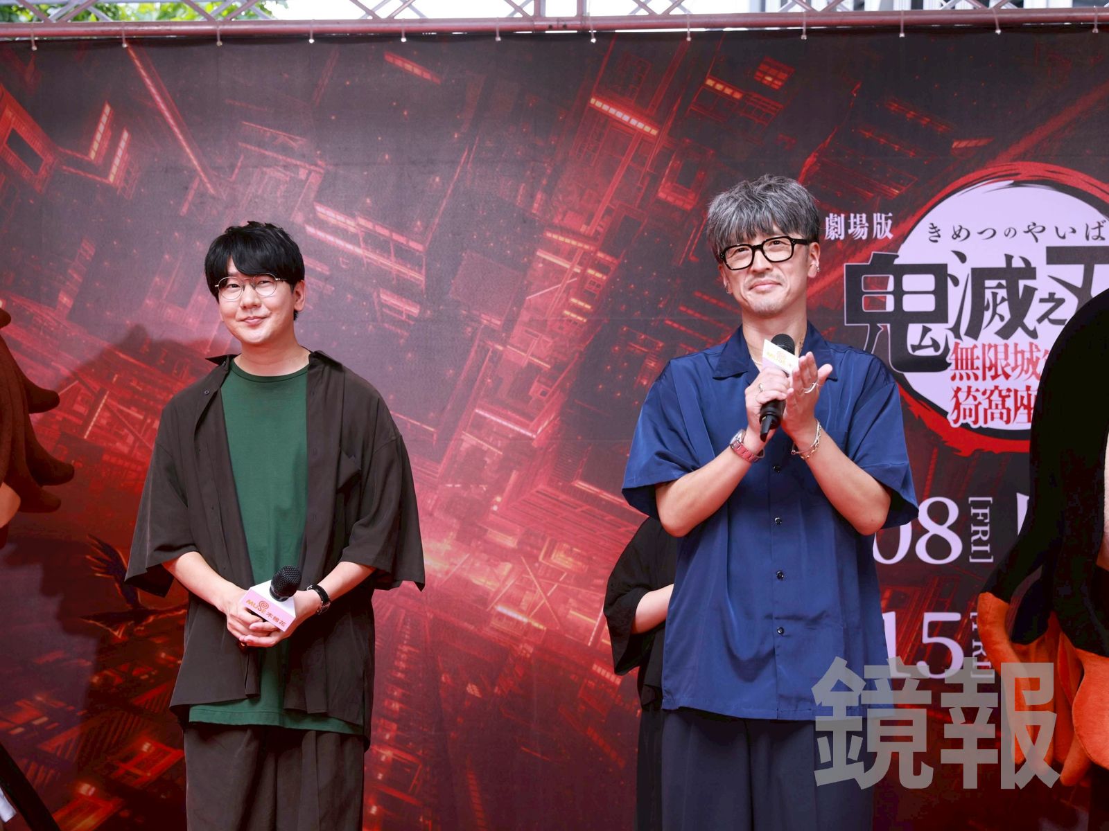 花江夏樹(左)與櫻井孝宏呼籲大家多進戲院支持。劉耀勻攝