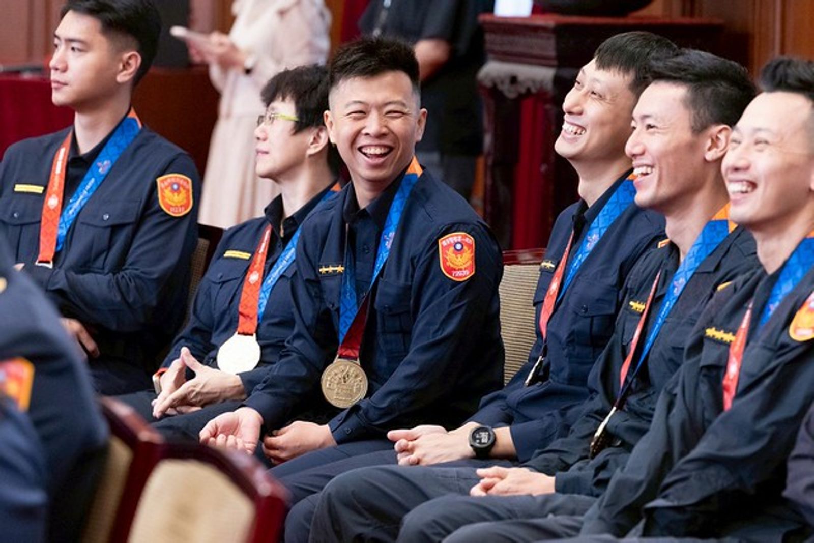 我國警消代表團赴美參加運動會,摘下74金、46銀、48銅,締造歷屆最好成績。(圖/總統府提供)