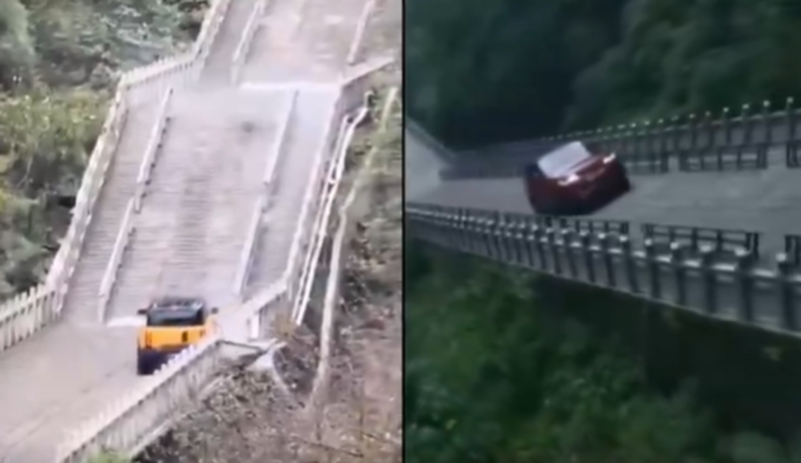 41J肉聲／中國車商欲超英趕美　測試爬行「天梯」！撞爛護欄悲劇了