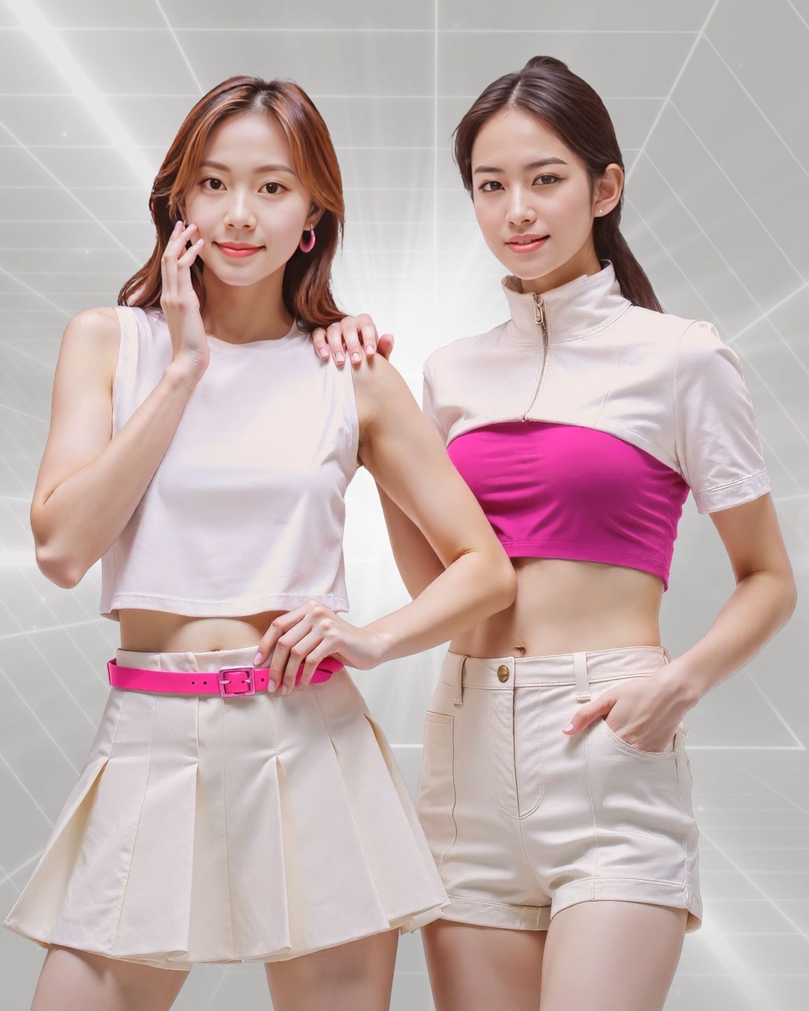 小潤(左)、小皙(右)為王瞳所屬鳳凰藝能旗下的AI藝人。民視提供