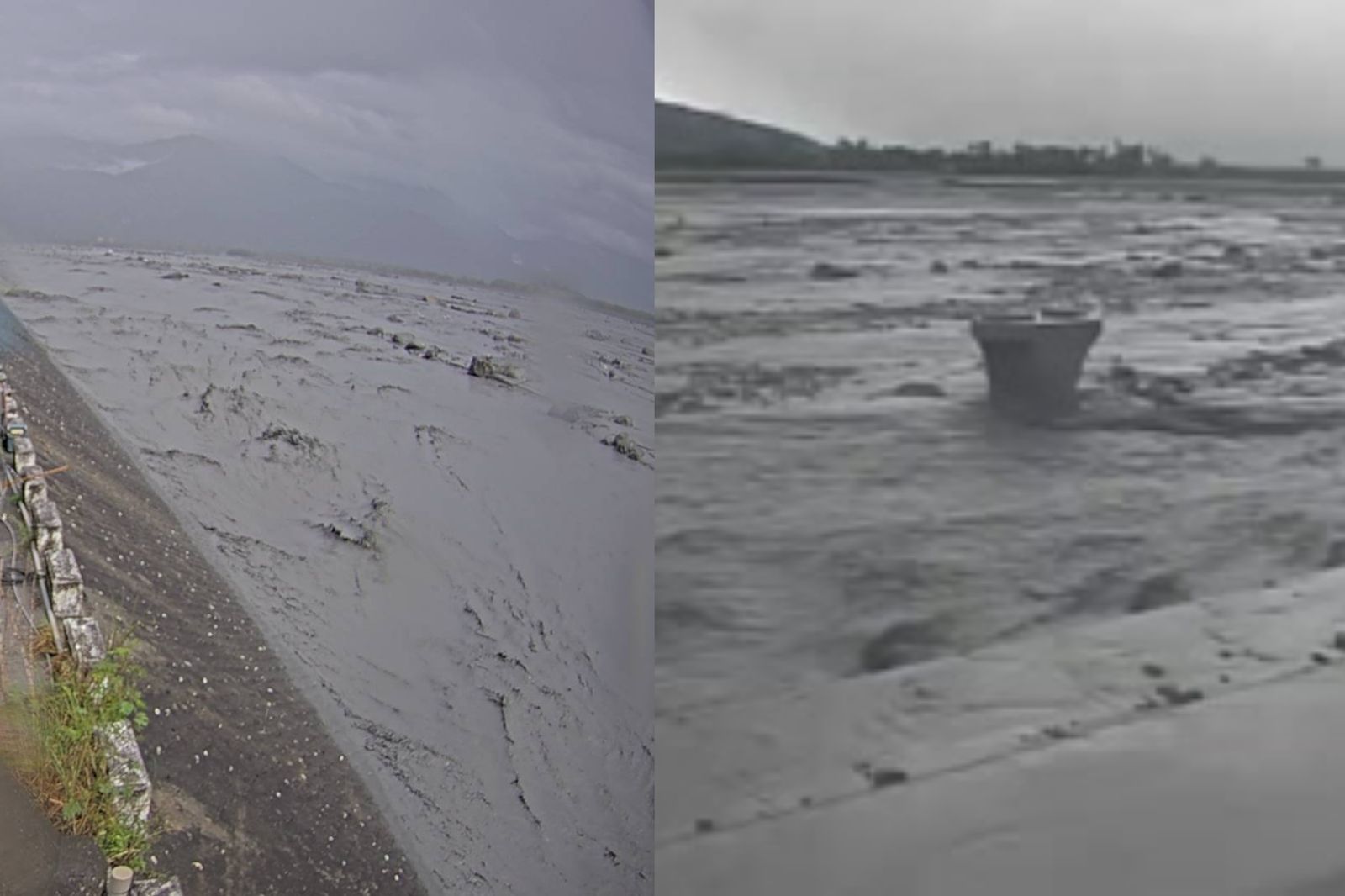 24日上午9點30分馬太鞍溪影像。圖／翻攝自國有林防災應變及堰塞湖監視系統