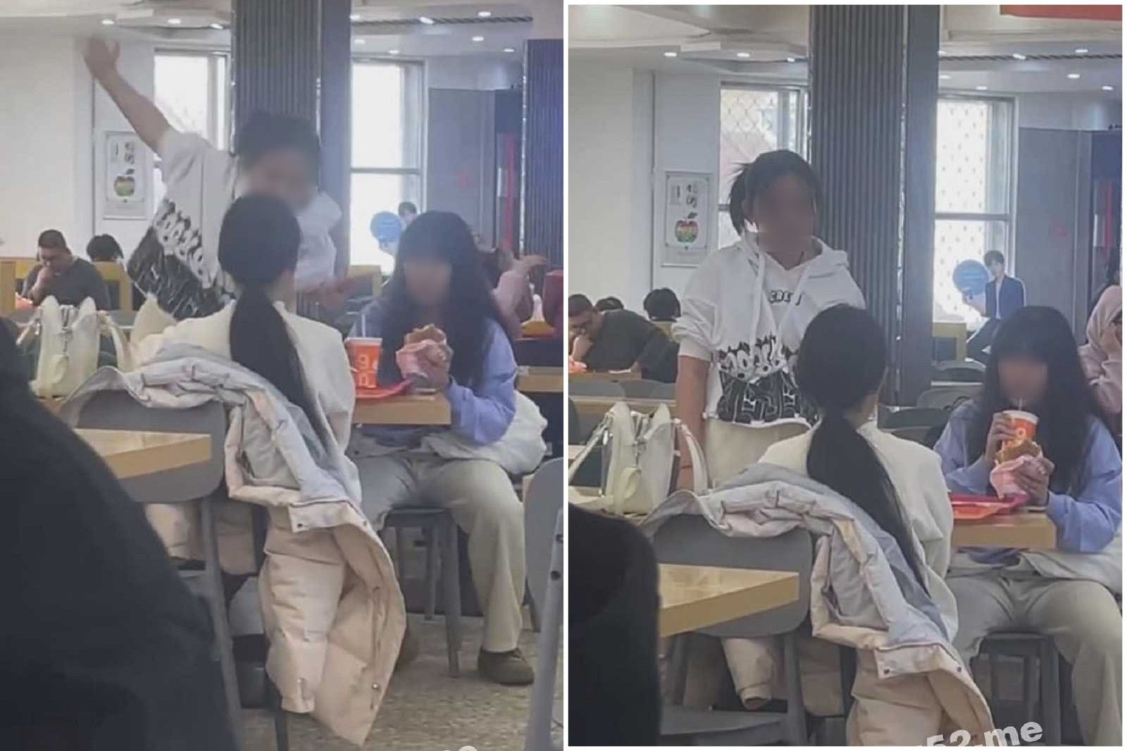 這漢堡真香！兩女爭一男變格鬥場　「第三者」淡定吃速食爆紅