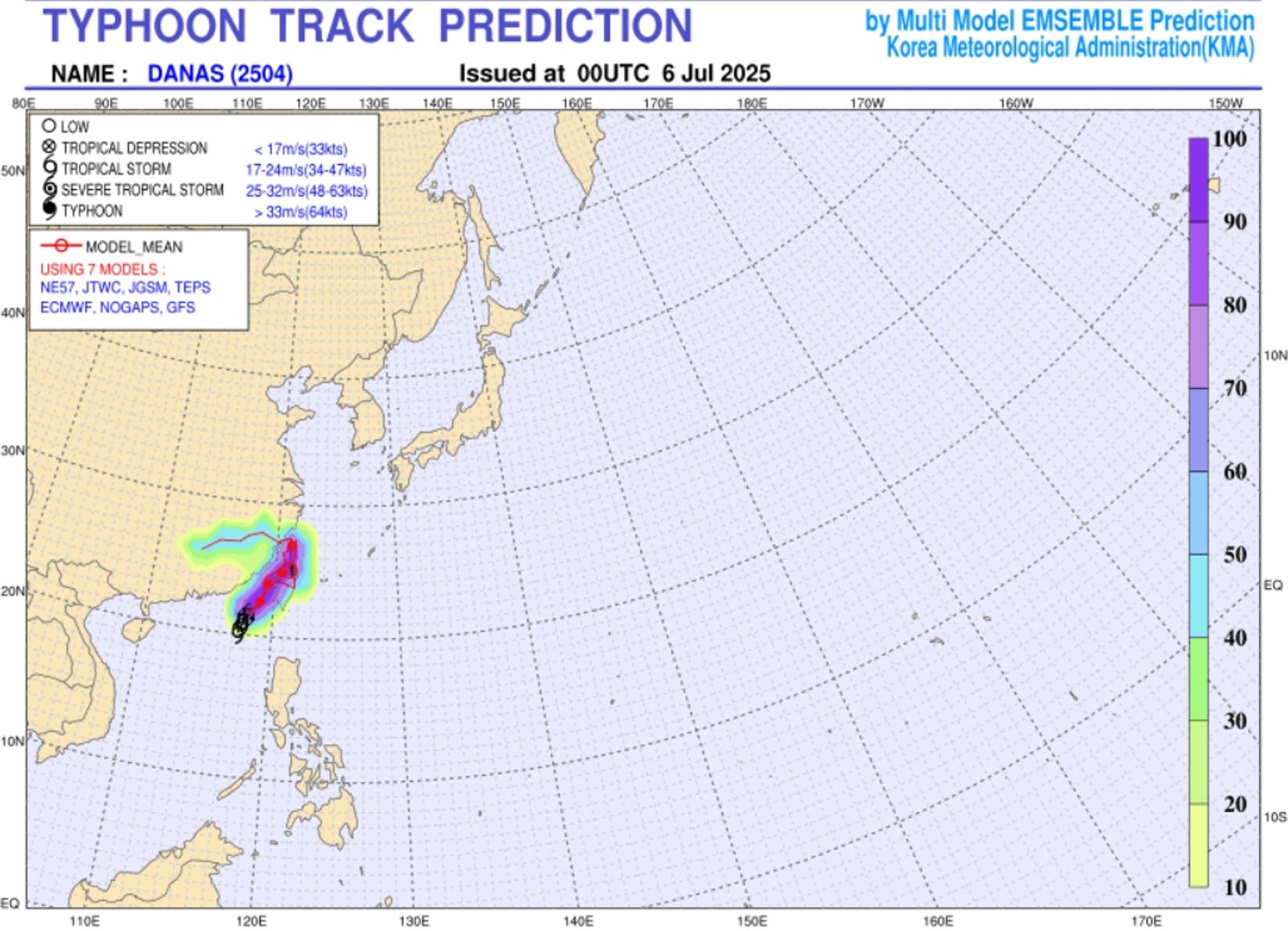 韓國最新預測。圖／翻攝自韓國氣象局