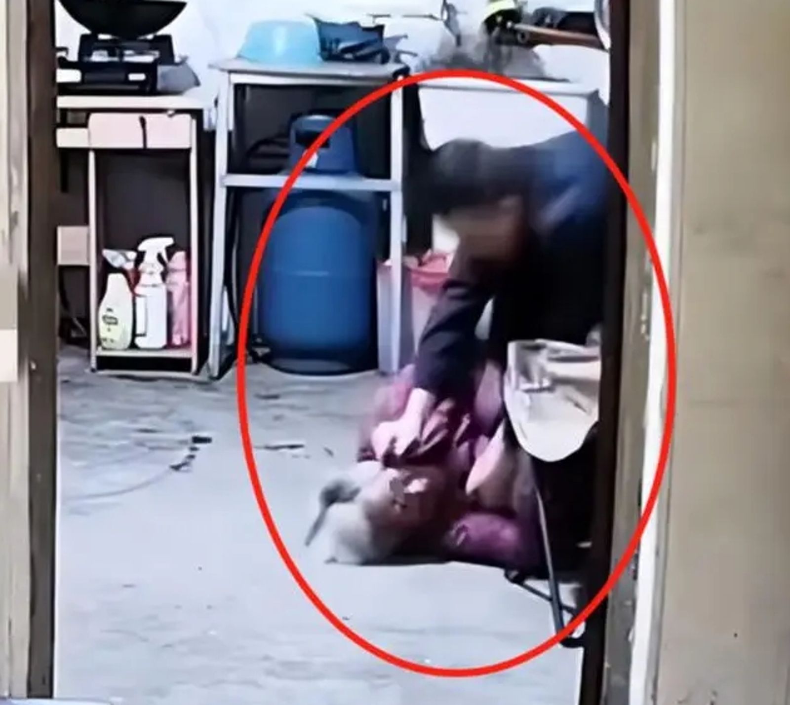 老母親倒地後仍被兒子暴打。圖／翻攝自微博