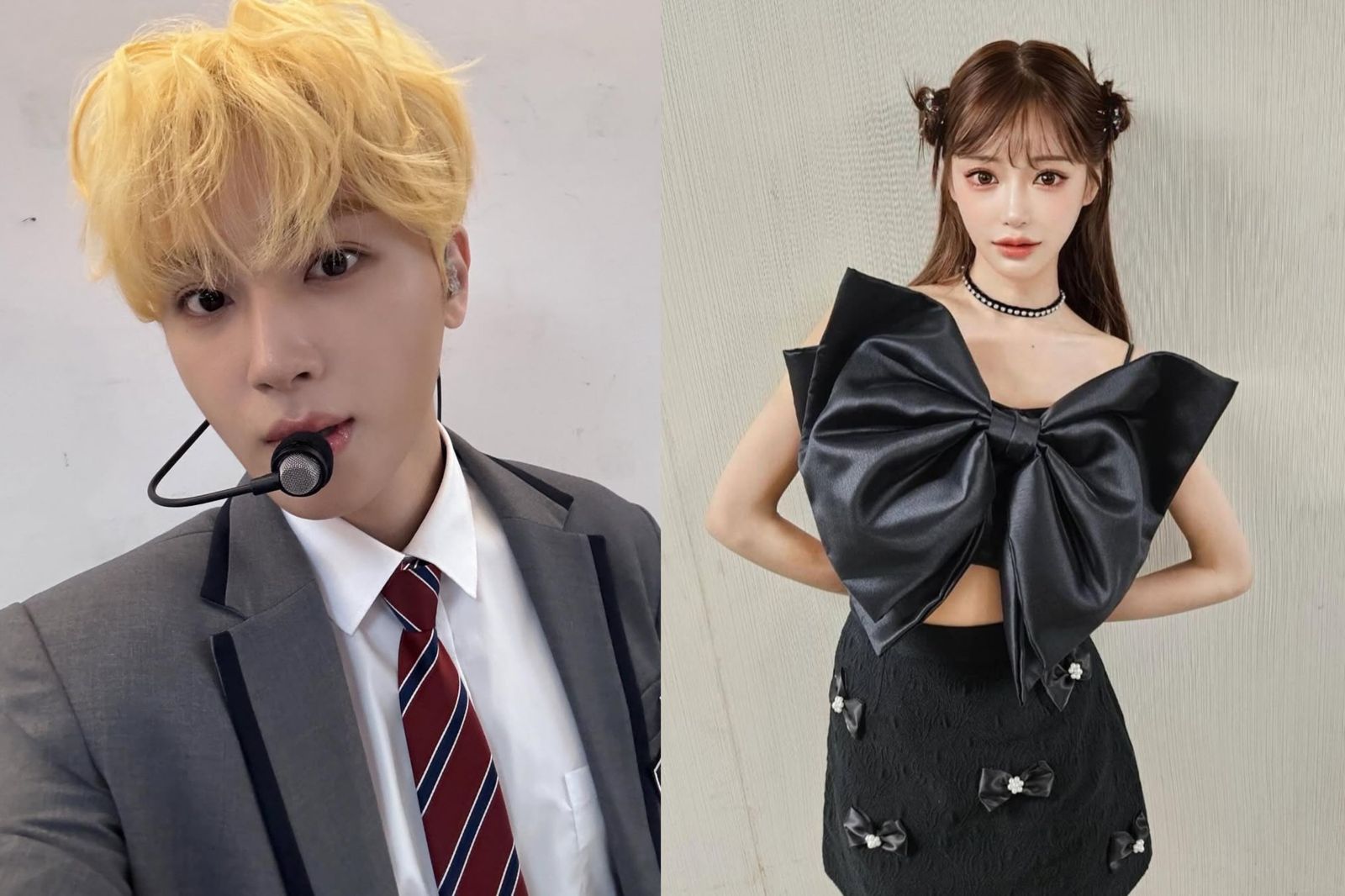 周鶴年(左圖)約會明日花綺羅引發軒然大波,還遭到退團解約。翻攝IG@_juhaknyeon_、asukakiraran