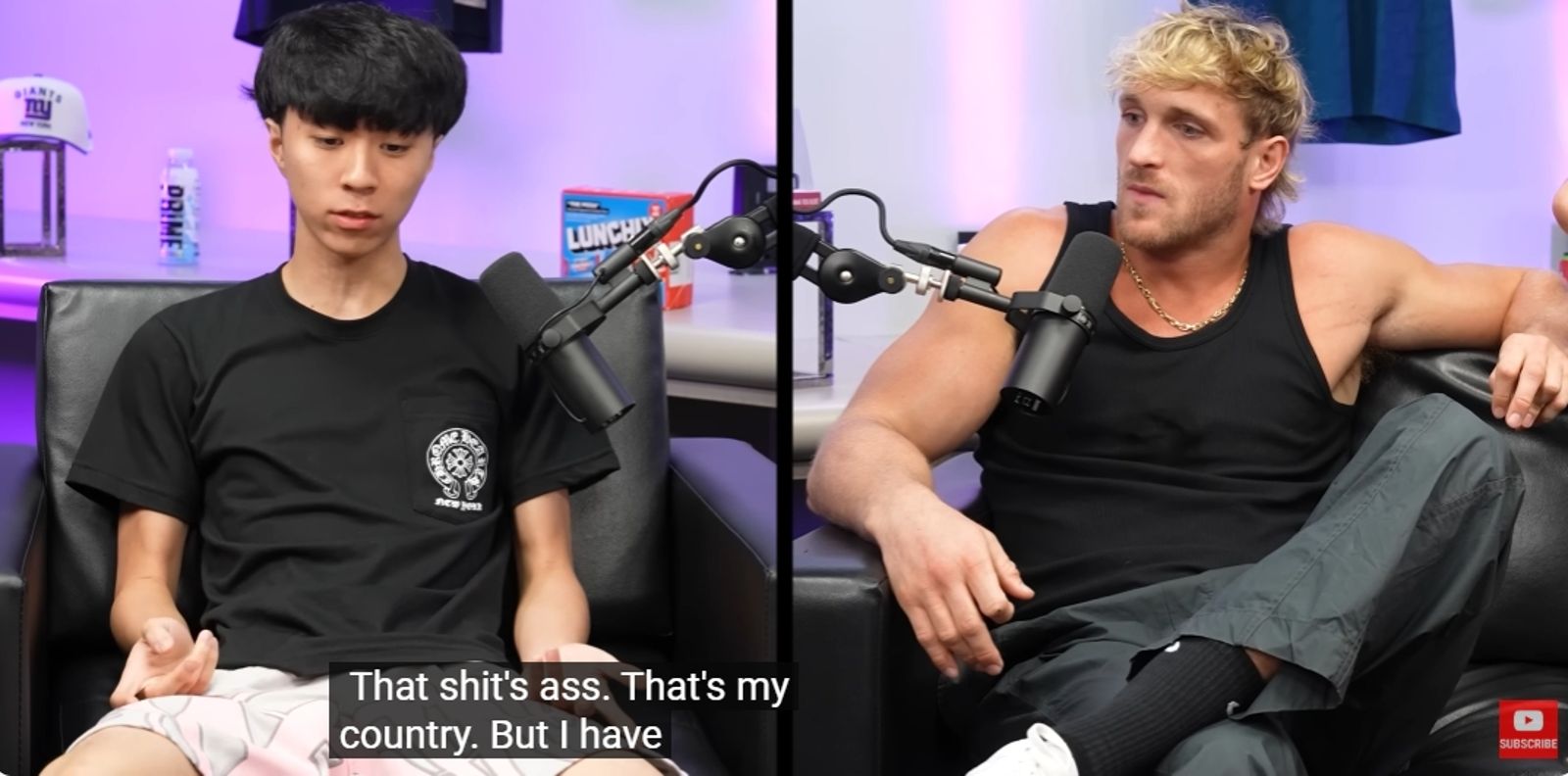 Ray近日接受美國網紅Logan Paul訪問時，直言「台灣跟屎一樣」。圖／翻攝自IMPAULSIVE YouTube