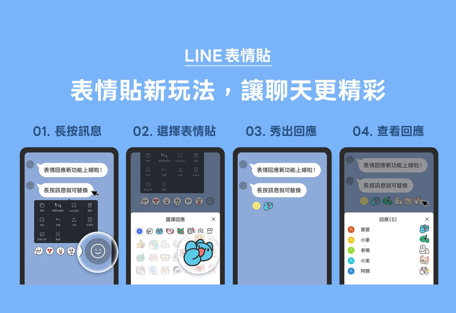LINE「表情回應」功能全面上線　萬千表情貼任你用