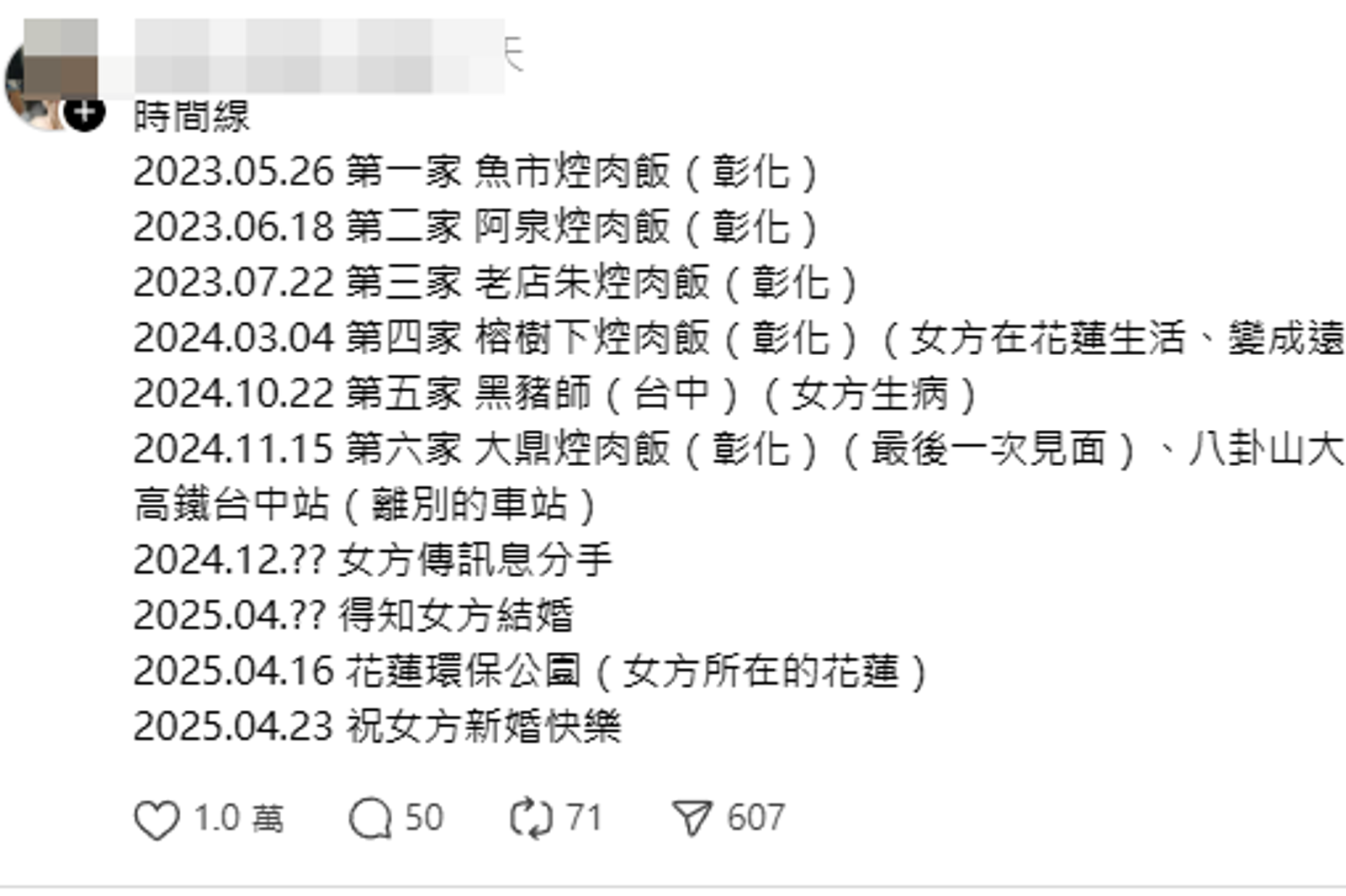 網友整理出評論時間軸。圖/翻攝自Threads