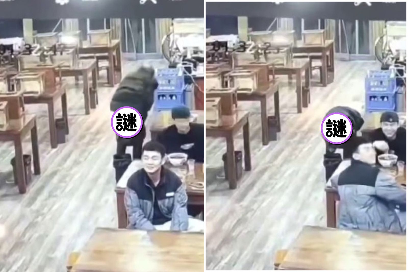 噁爆！中國妹子就地拿餐廳垃圾桶「烙賽」拉屎　旁邊吃麵男超尷尬