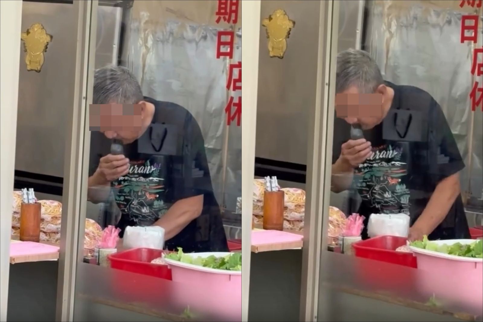 小吃店老闆疑「邊備料邊刮鬍」!投訴還遭嗆:不爽不要吃…鄉民挖出「和她合照」全炸鍋