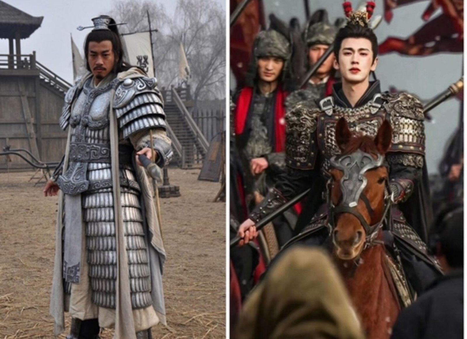 何潤東2012年《楚漢傳奇》中飾演項羽的硬漢劇照被瘋傳對比張凌赫的「顏質將軍」。翻攝微博