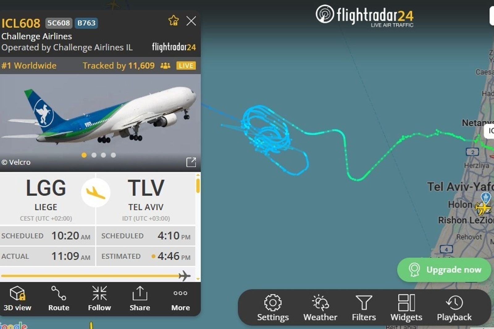 這航班「空中盤旋」多圈降落以色列！網見公司名稱笑翻