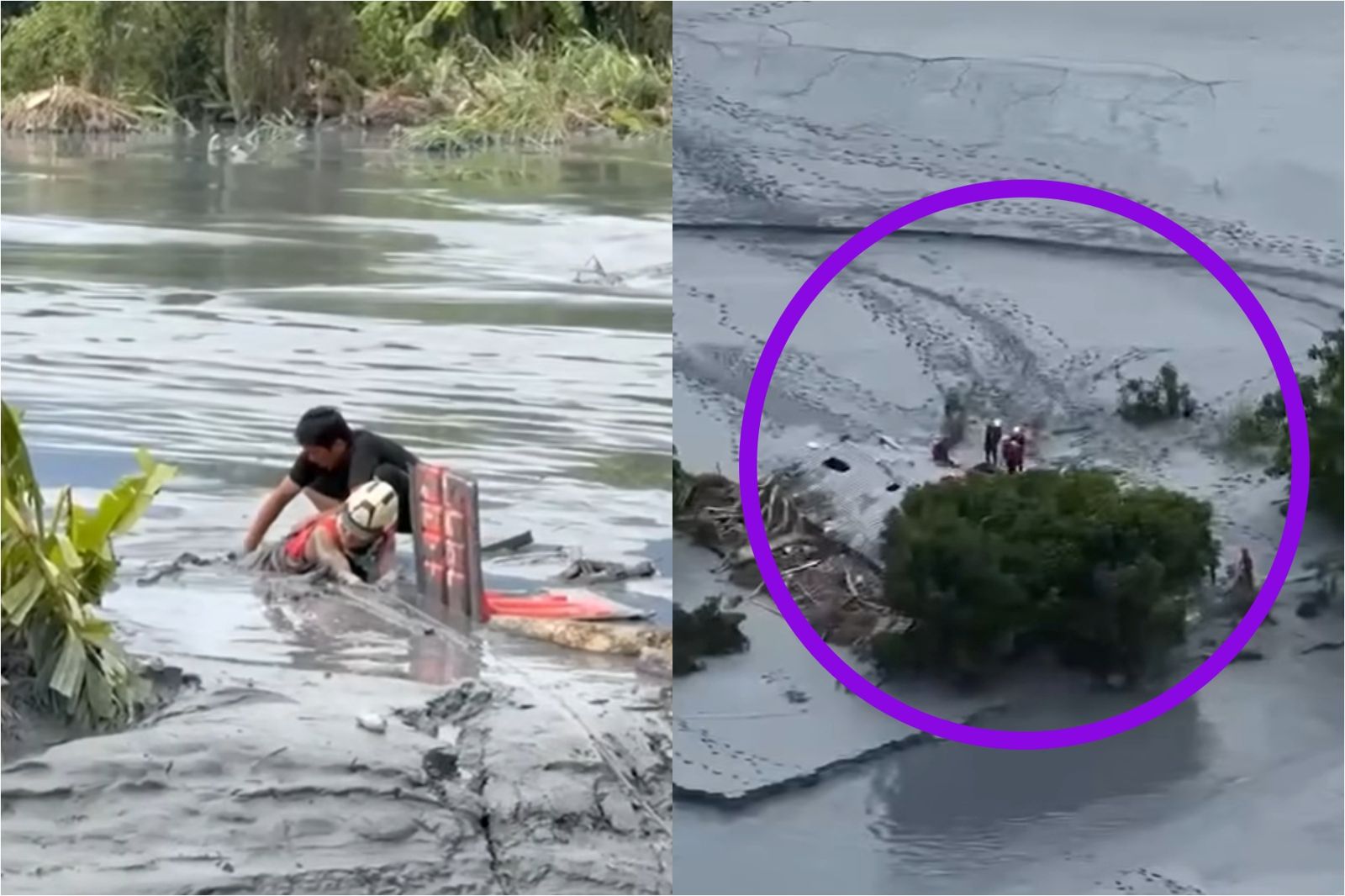 泥水淹到屋簷高！「搜救英雄陷泥漿」3壯丁救出　畫面惹心疼
