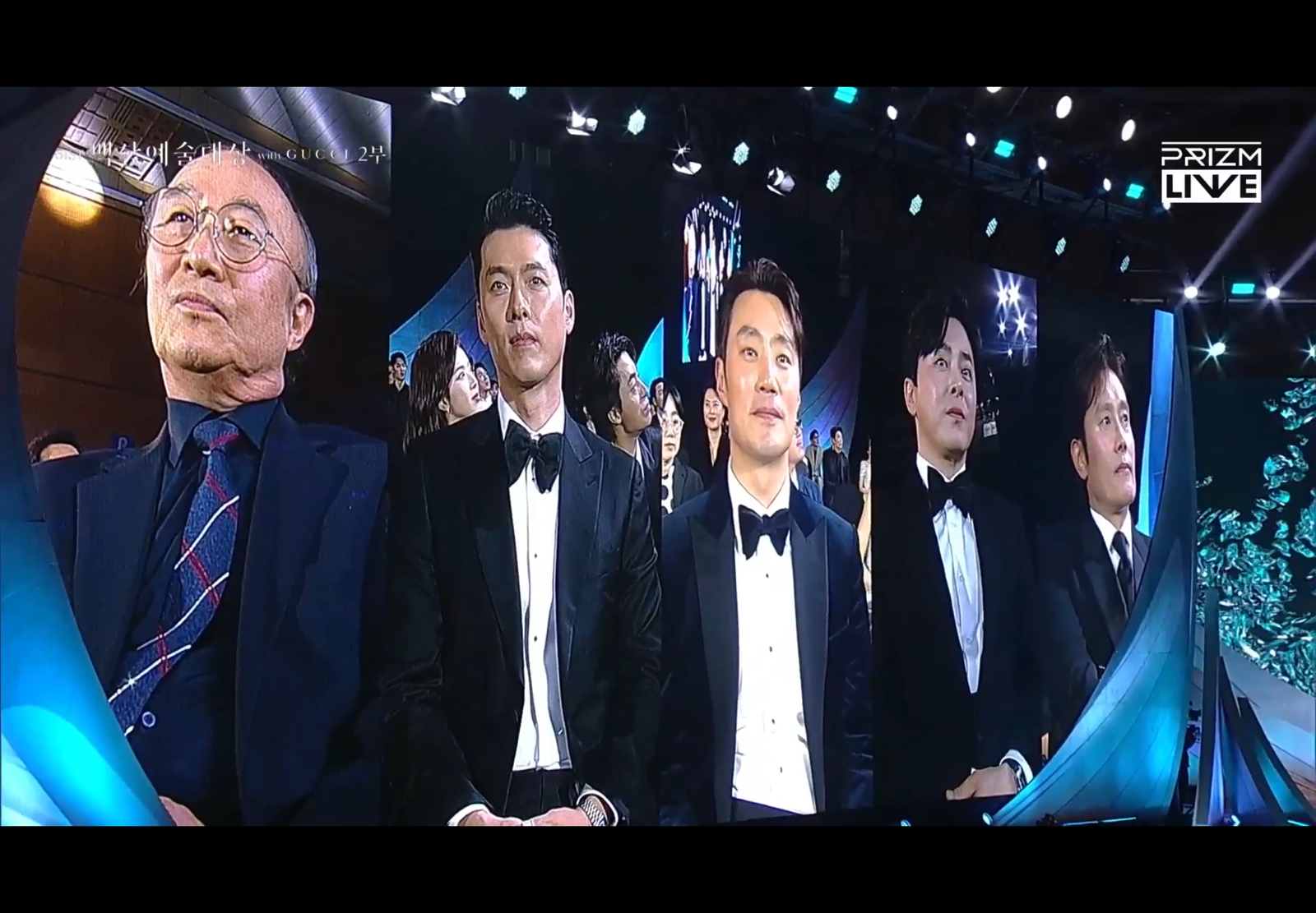 曹政奭(右二)今晚與李炳憲(右)、玄彬(左二)共同角逐影帝。翻攝prizm