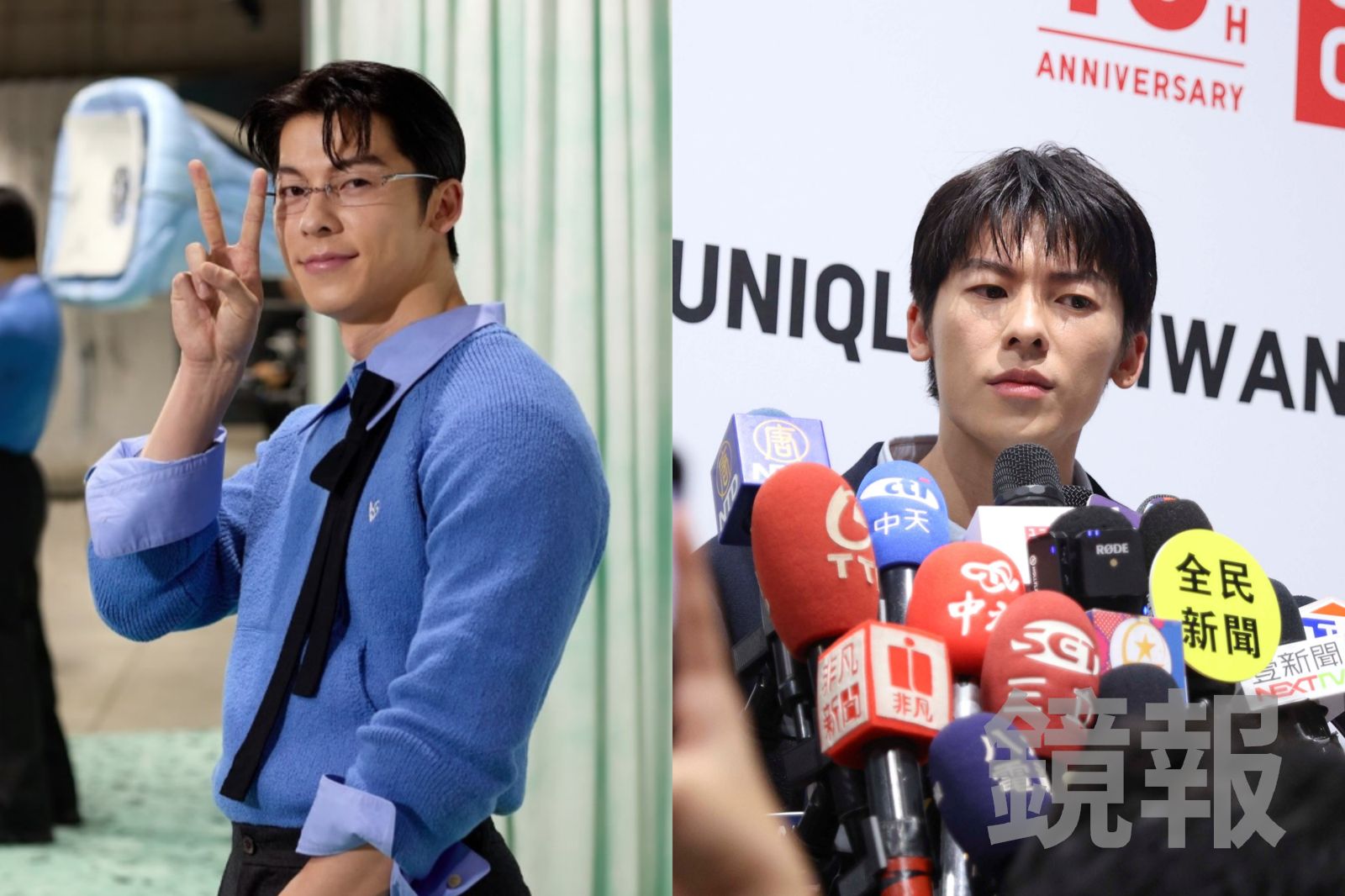 許光漢日前在IG分享一款新照被粉絲認為肌肉量過多（左圖），他受訪時坦言為新戲增肌。翻攝自kuanghanhsu IG、劉耀勻攝