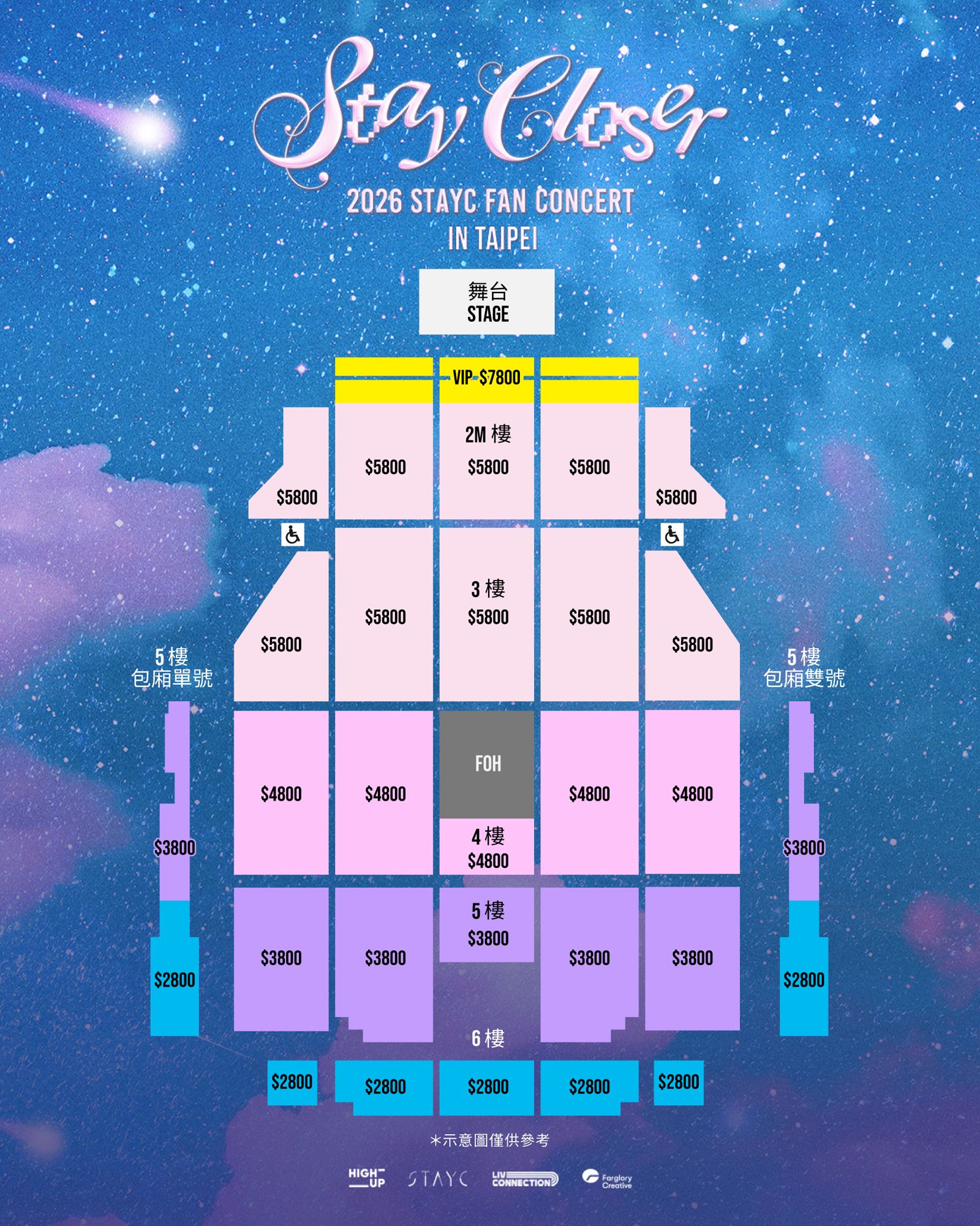 STAYC全新巡演《STAY CLOSER》票區圖。遠雄創藝提供