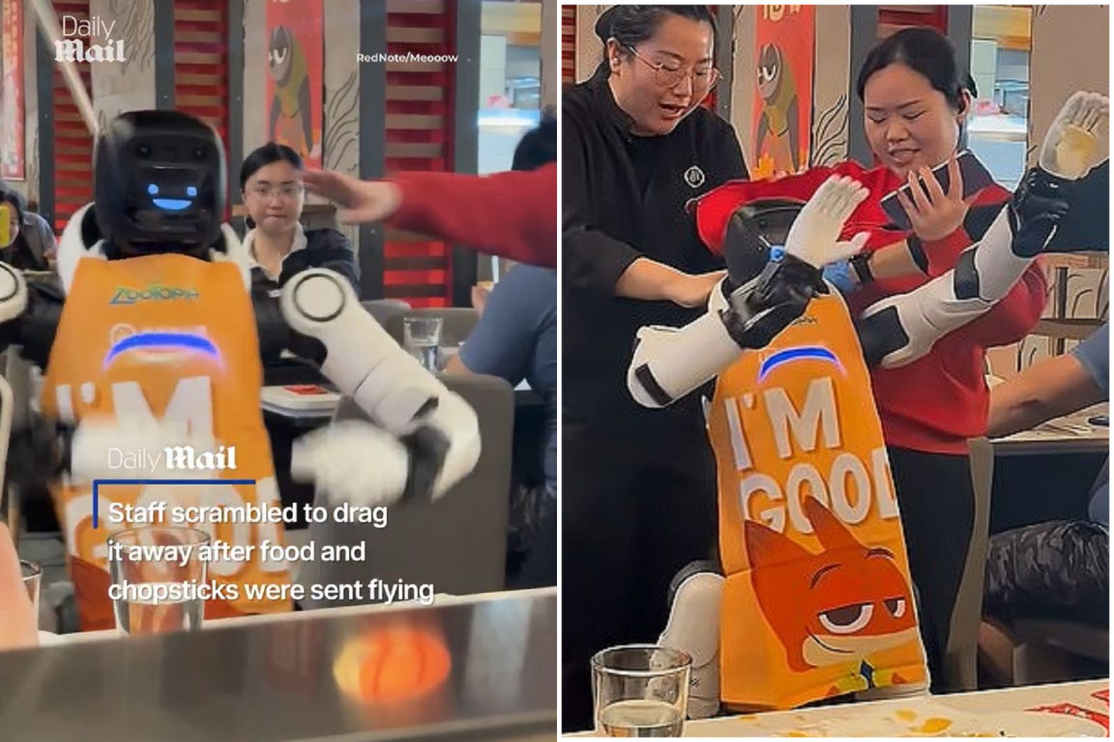 海底撈機器人造反啦！不滿被當奴隸韭菜　跳舞途中狂砸杯盤
