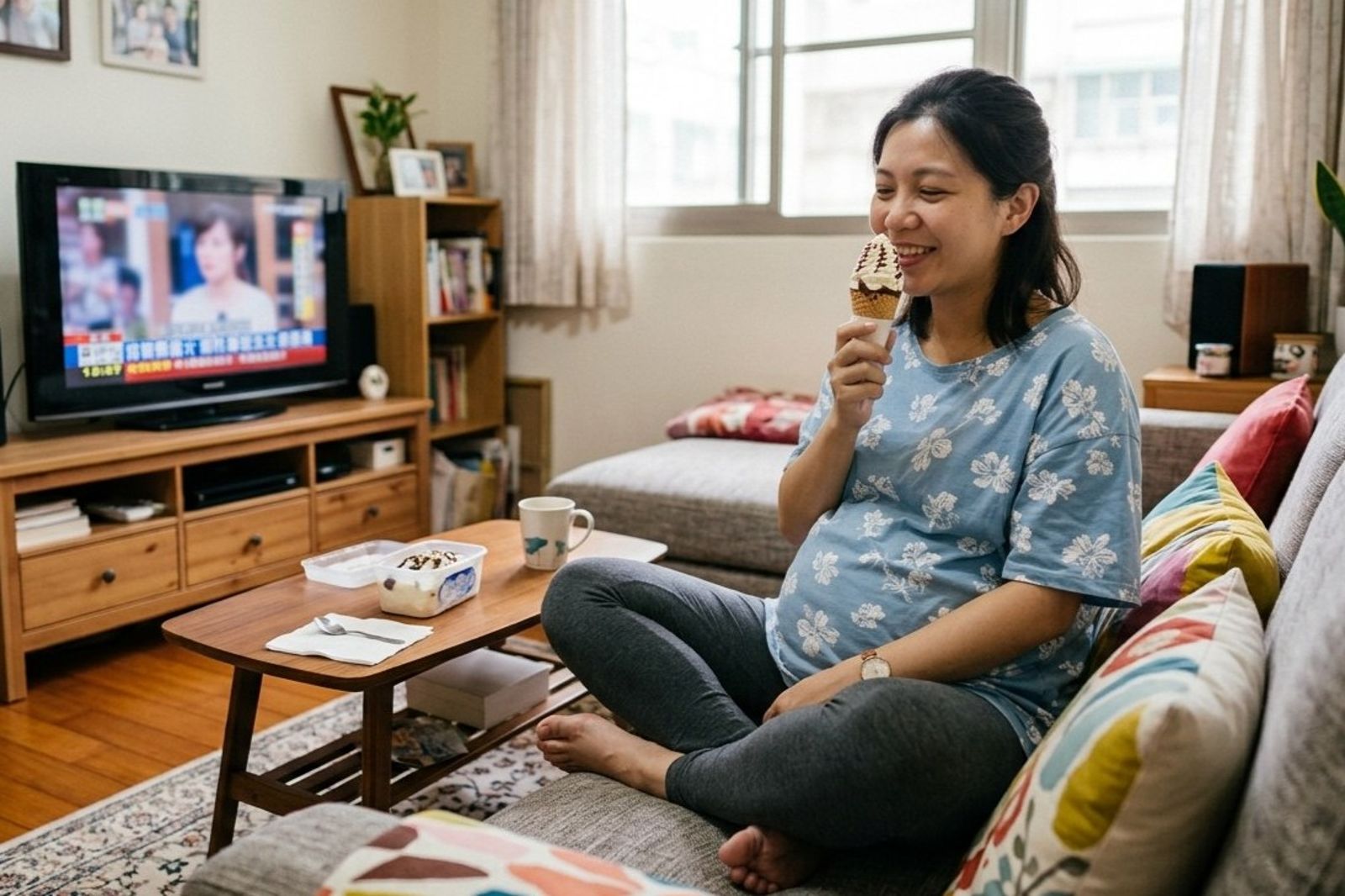 人體有體溫調節機制,孕婦吃冰不會把胎兒氣管冰壞。(示意圖)