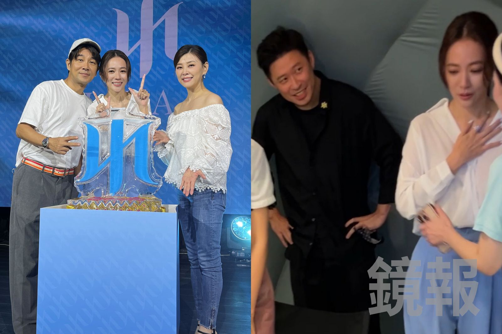 高宇蓁舉辦新品發表會，好友謝承均（左一）、方馨（左三）都來捧場，男友Rex（右）也在現場幫忙。劉慧茹攝