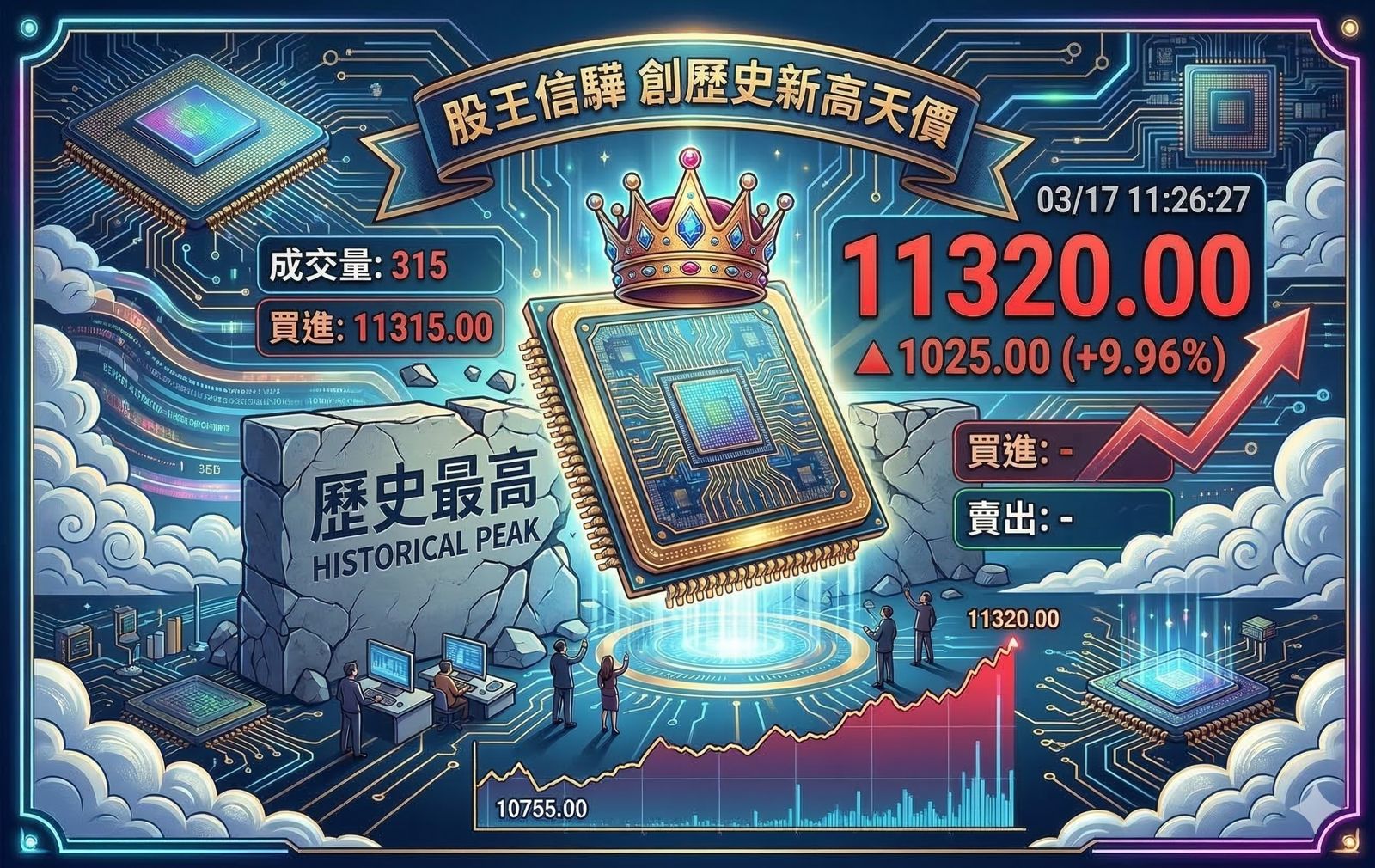 2.5小時爽賺百萬！股民高喊股皇萬歲！ 信驊萬金價後噴第一根漲停　再創新史高11320元