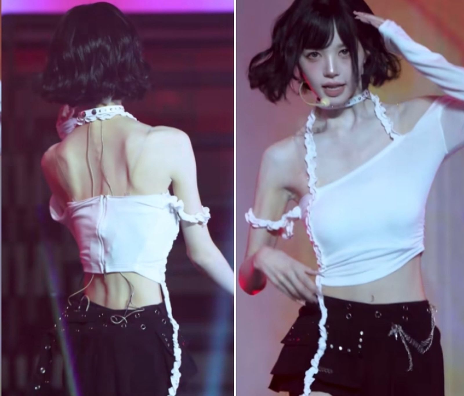 暴瘦的金采湲,一轉身全是骨頭,肩胛骨、脊椎都看得一清二楚。翻攝NAVER