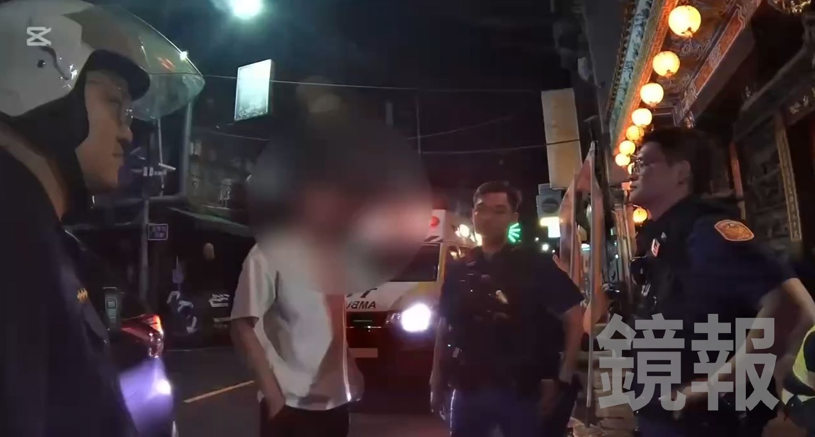吳男見優勢警力仍情緒激動,後續警方依法管束將人帶回派出所。翻攝畫面
